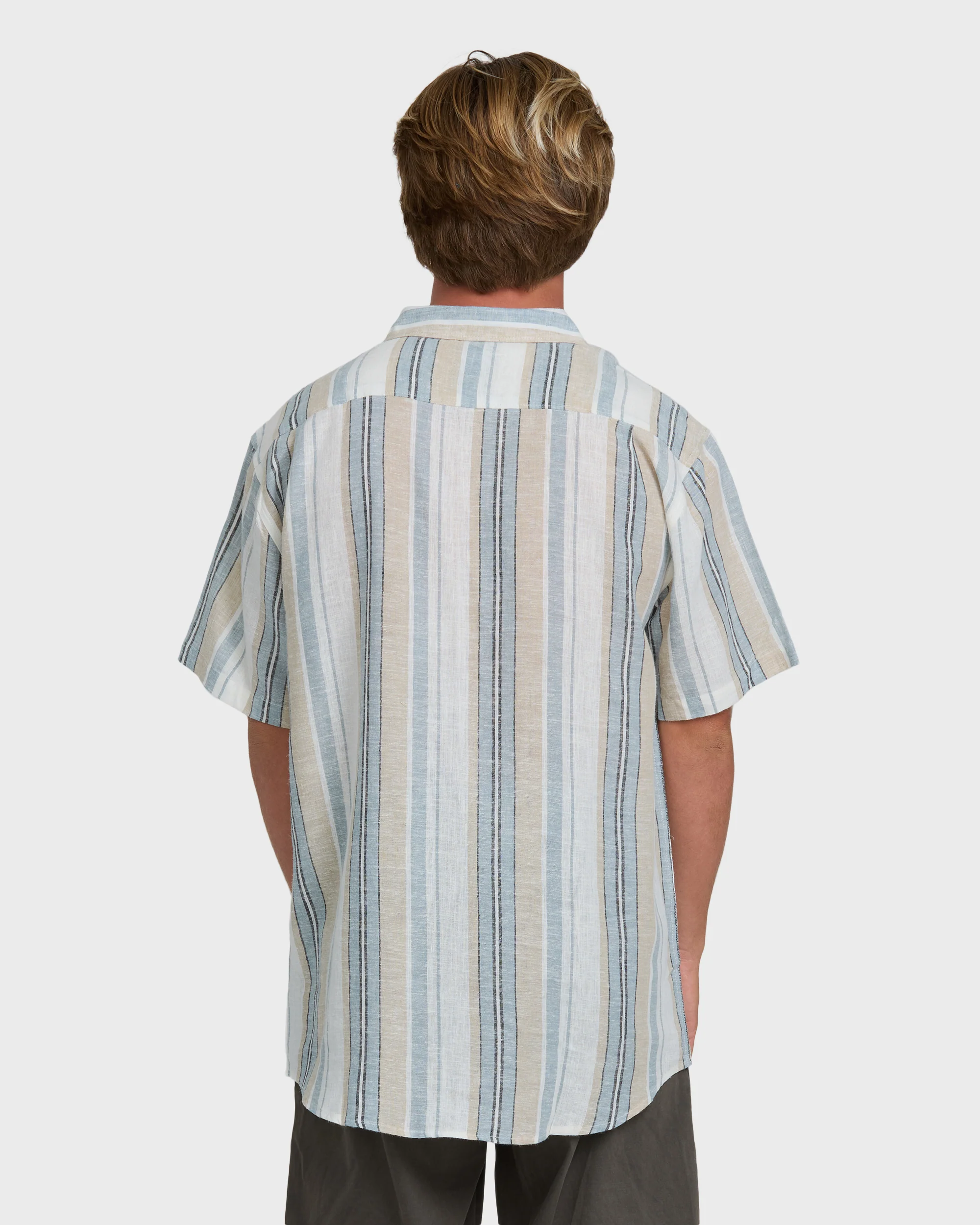 All Day Stripe Short Sleeve Woven Shirt - Blue/White - Image 2