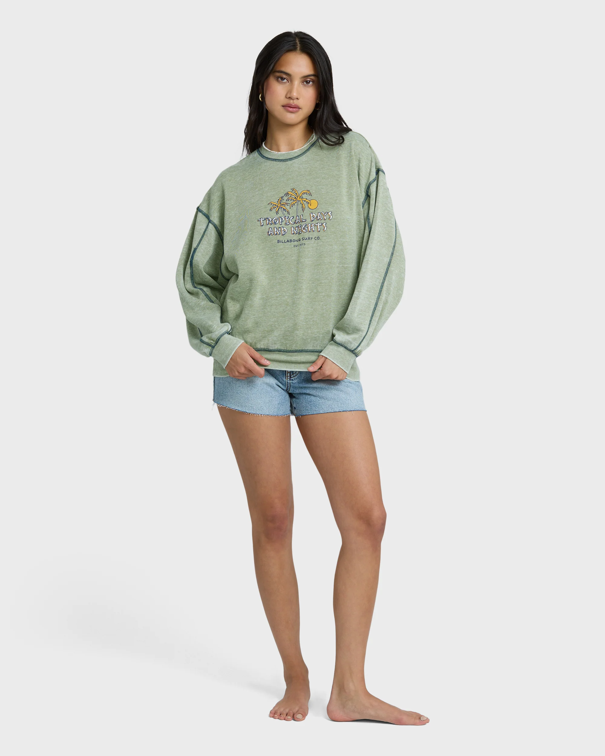 All The Days Kendal Crewneck Sweatshirt - Dark Olive - Image 3