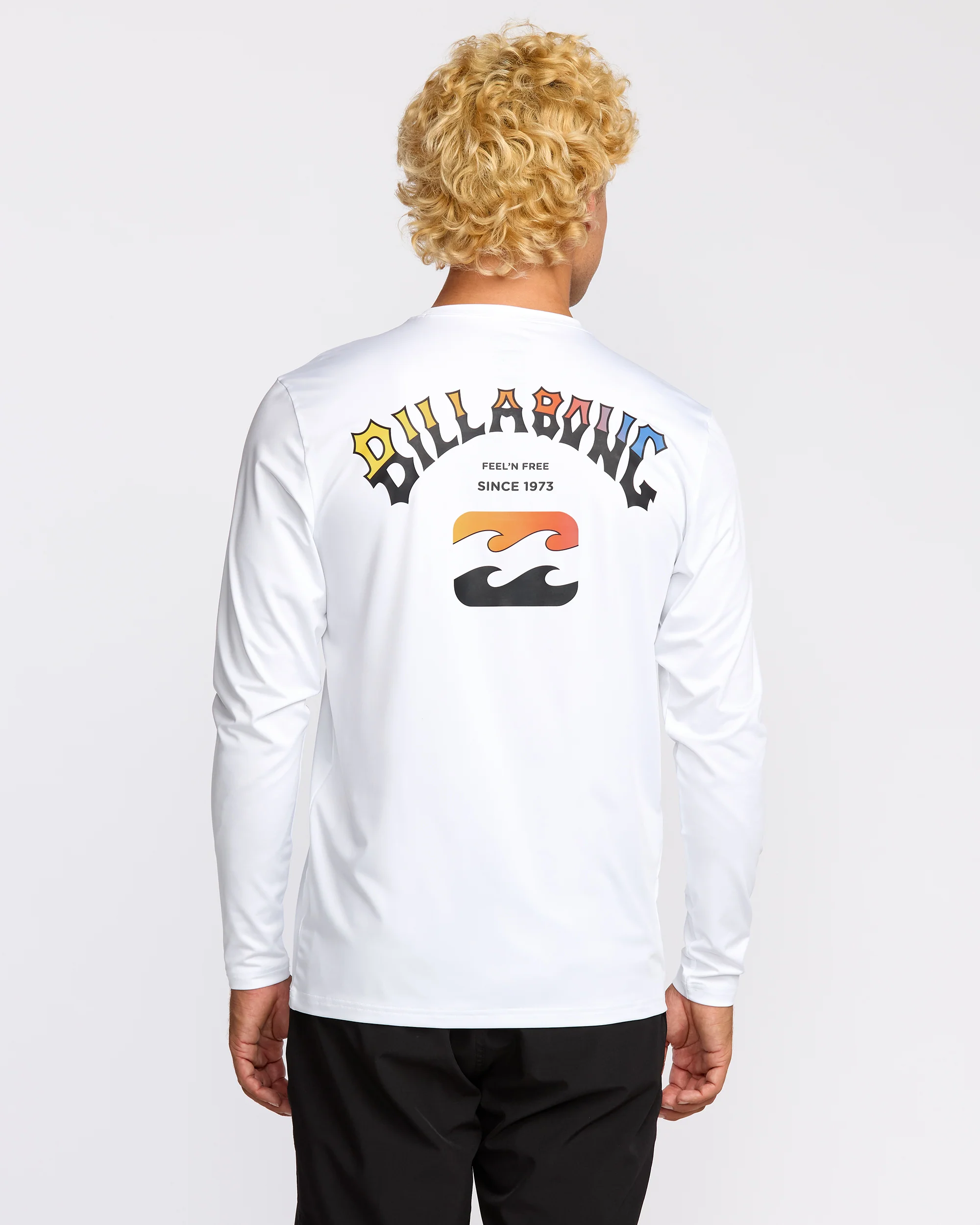 Arch Fade Loose Fit Long Sleeve Surf T-Shirt - White - Image 2