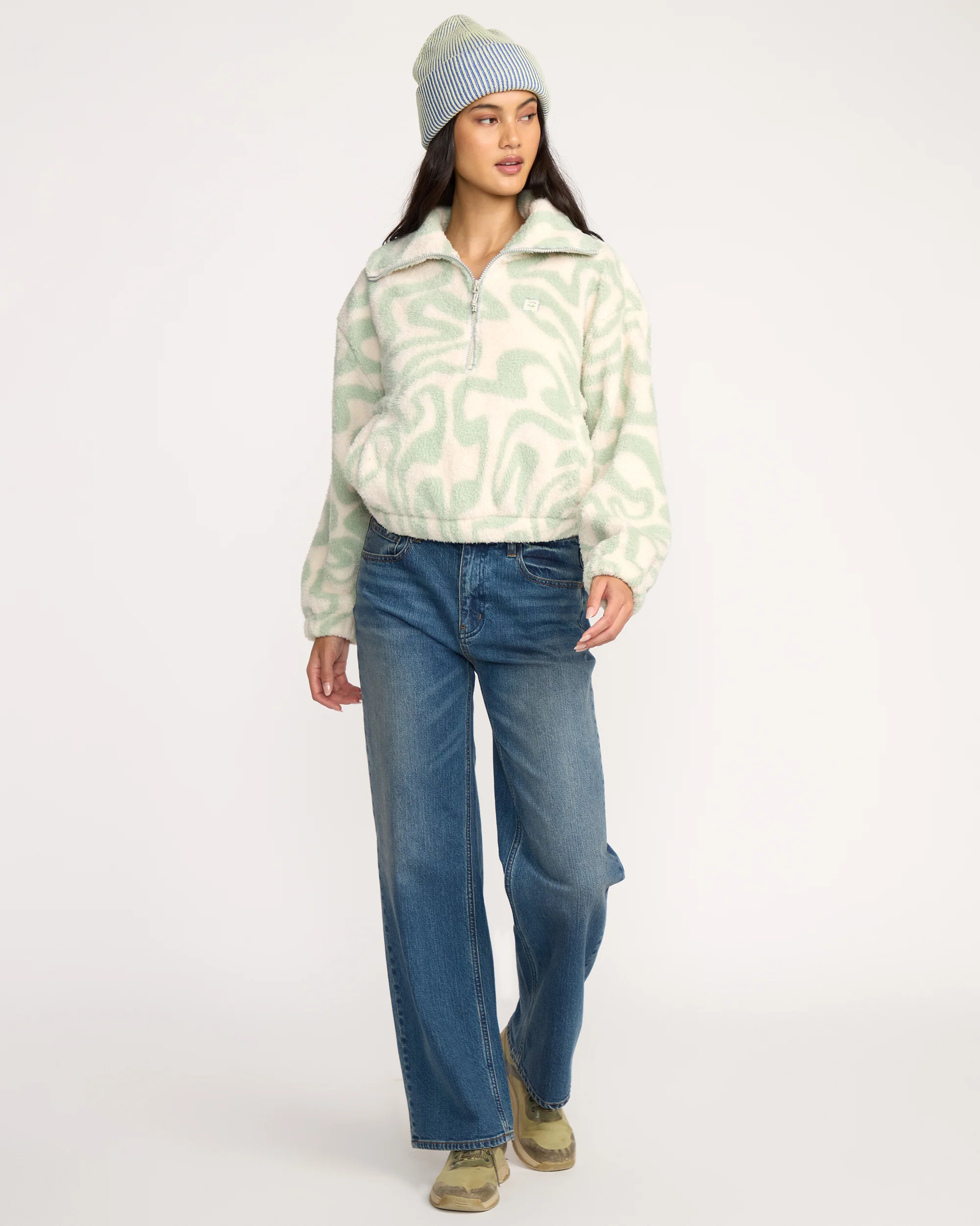 A/Div Barra Half Zip Sherpa Fleece - Green Haze - Image 4