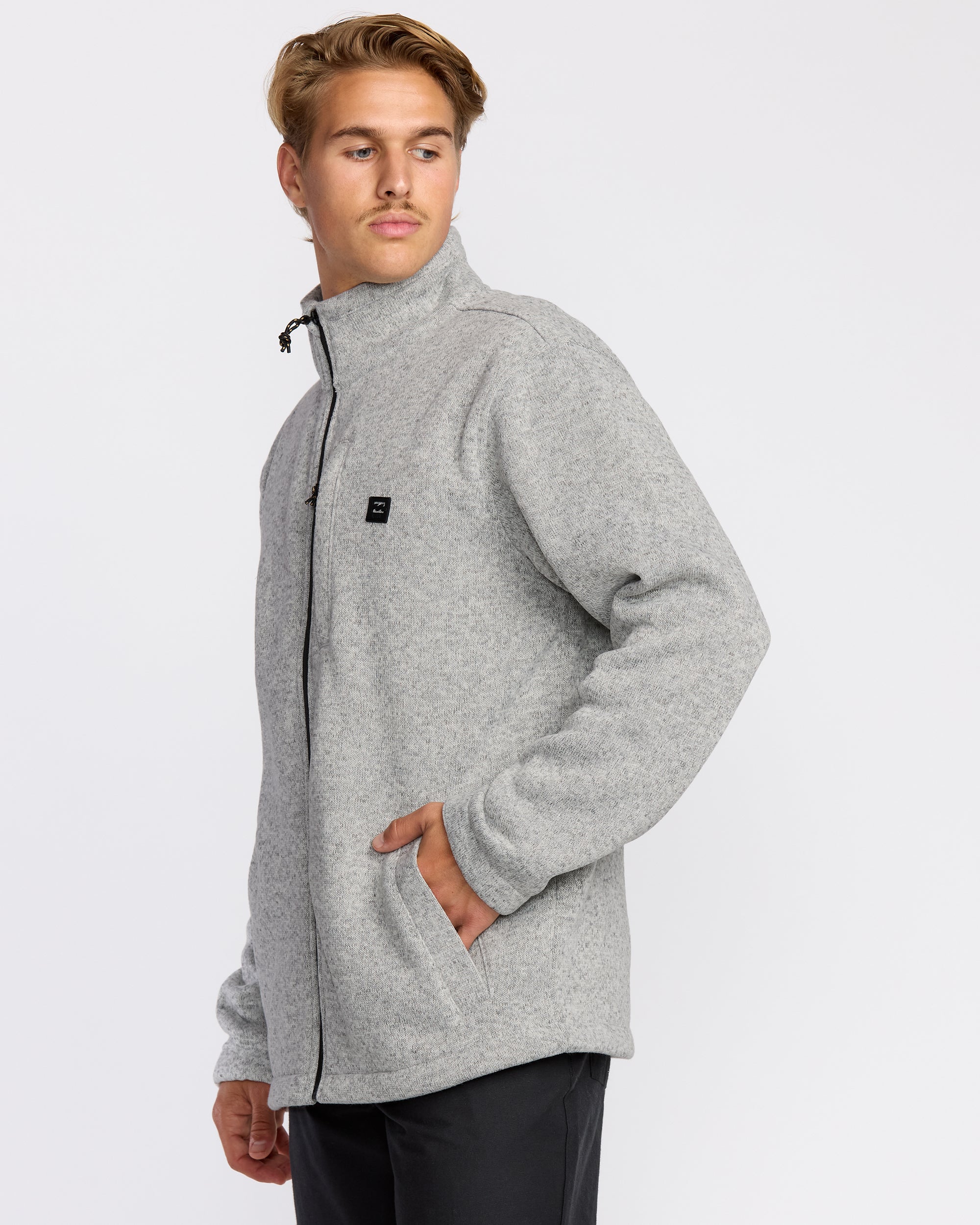 Mens Boundary Mock Neck Zip Up Fleece Jacket - Image 3