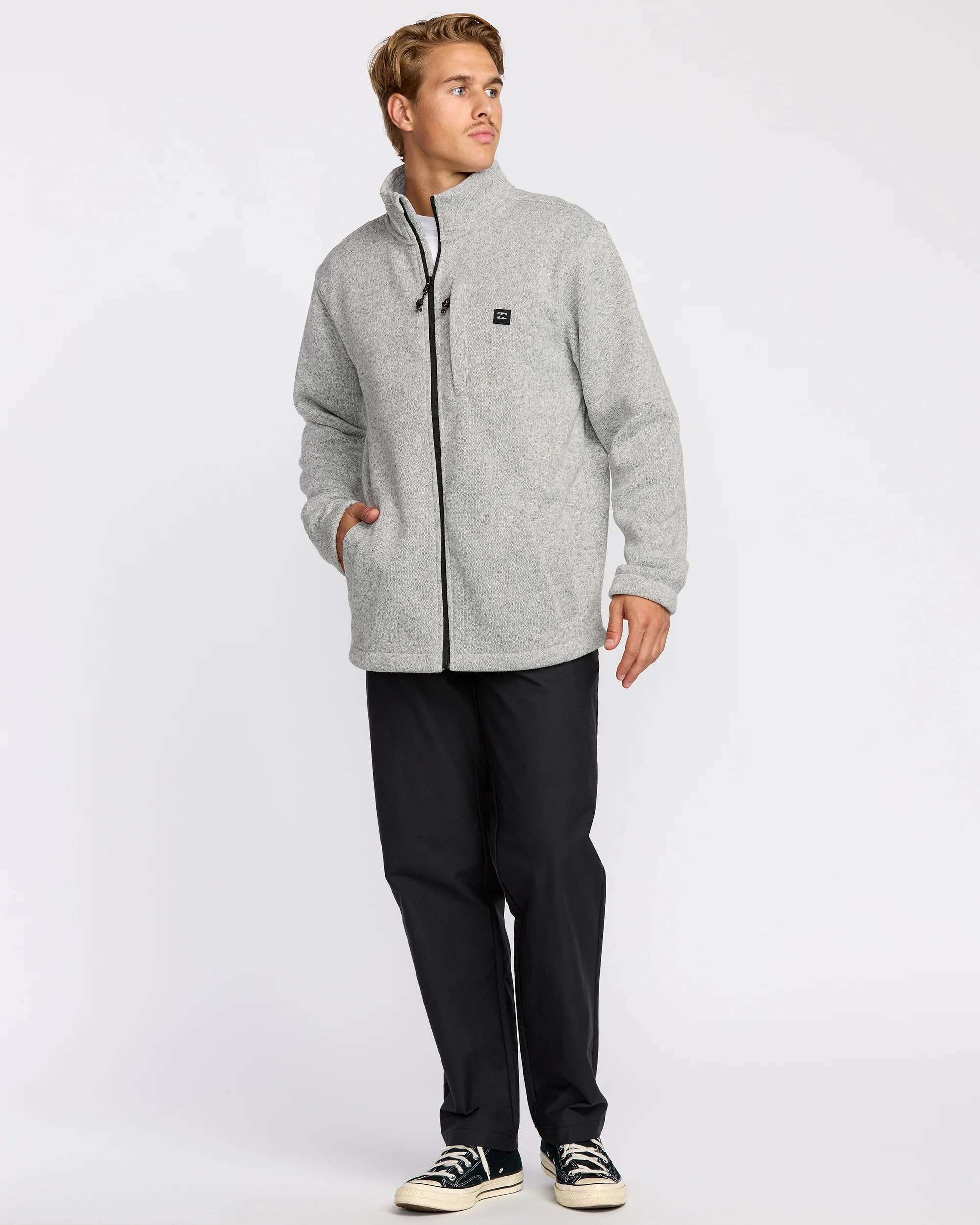Mens Boundary Mock Neck Zip Up Fleece Jacket - Image 4