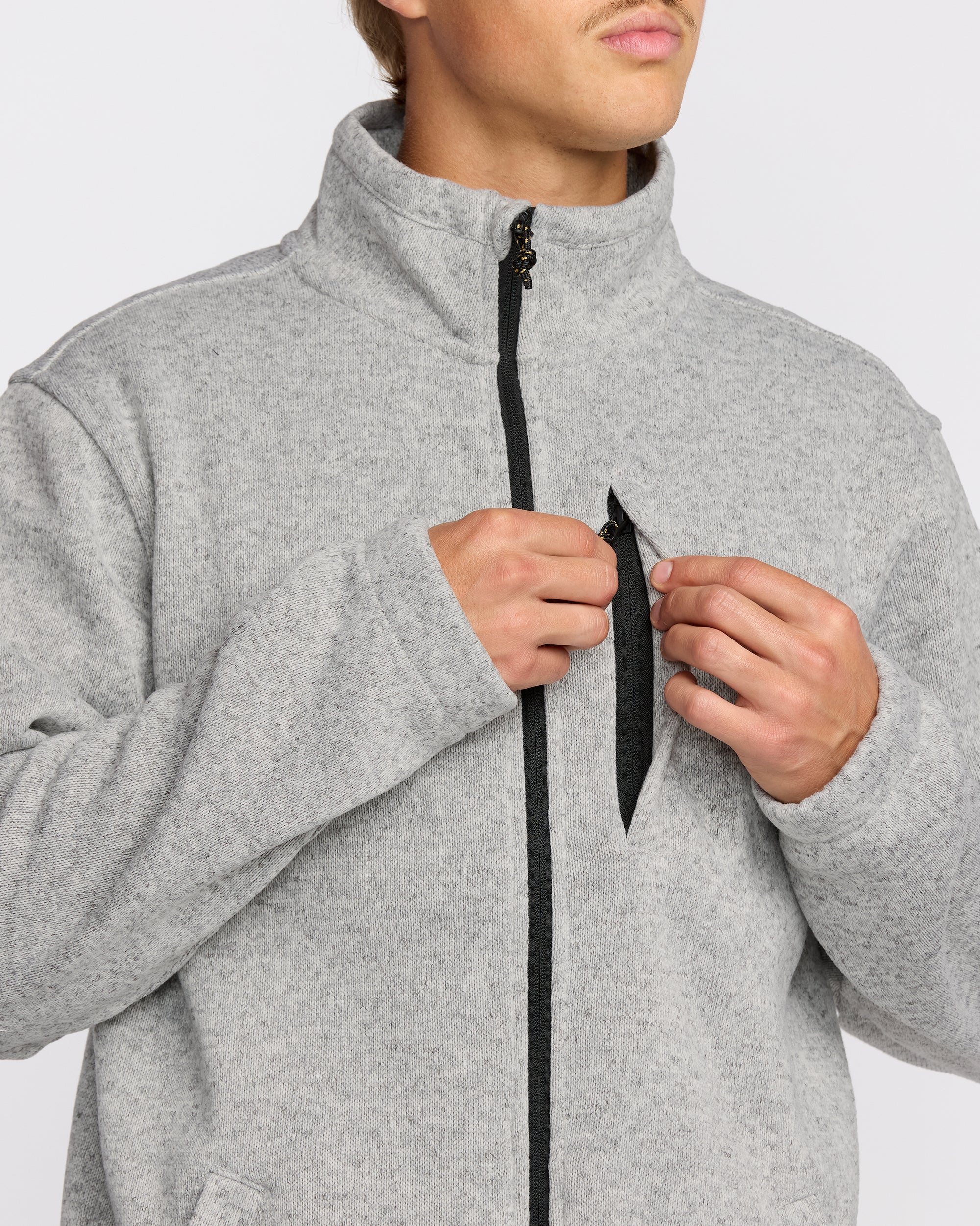 Mens Boundary Mock Neck Zip Up Fleece Jacket - Image 6