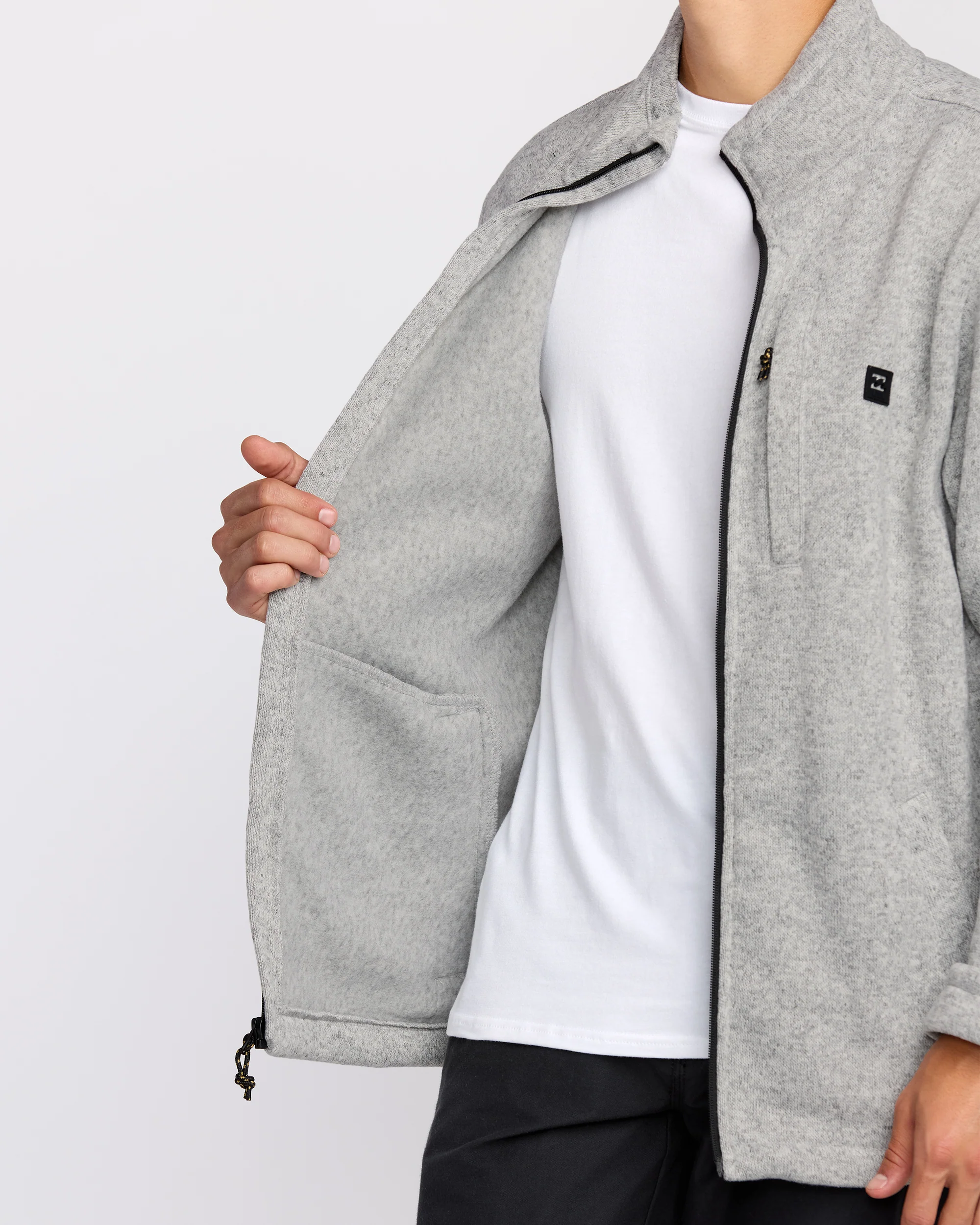 Mens Boundary Mock Neck Zip Up Fleece Jacket - Image 7