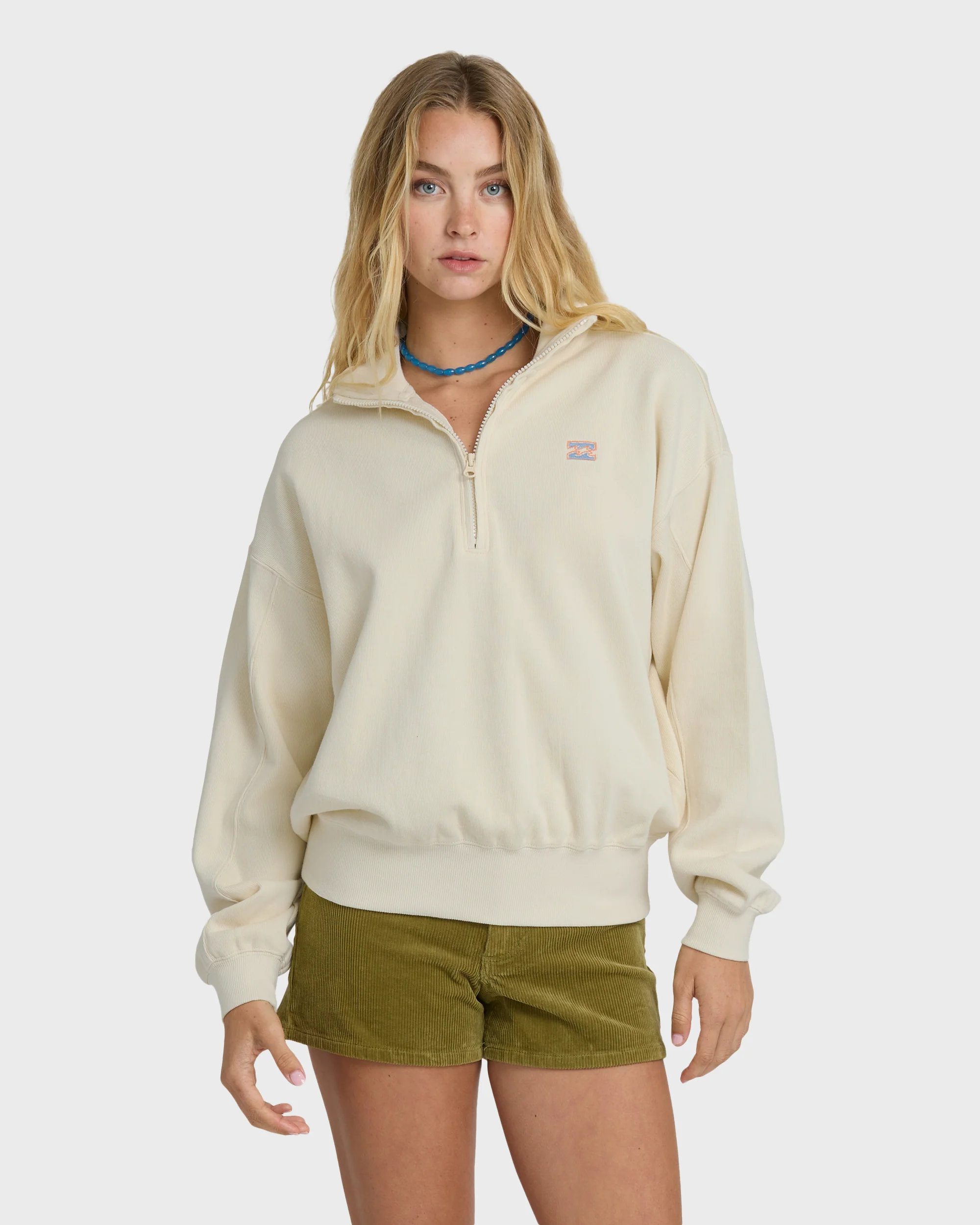 Classic Feels Half Zip Pullover Sweatshirt - White Cap - Image 3