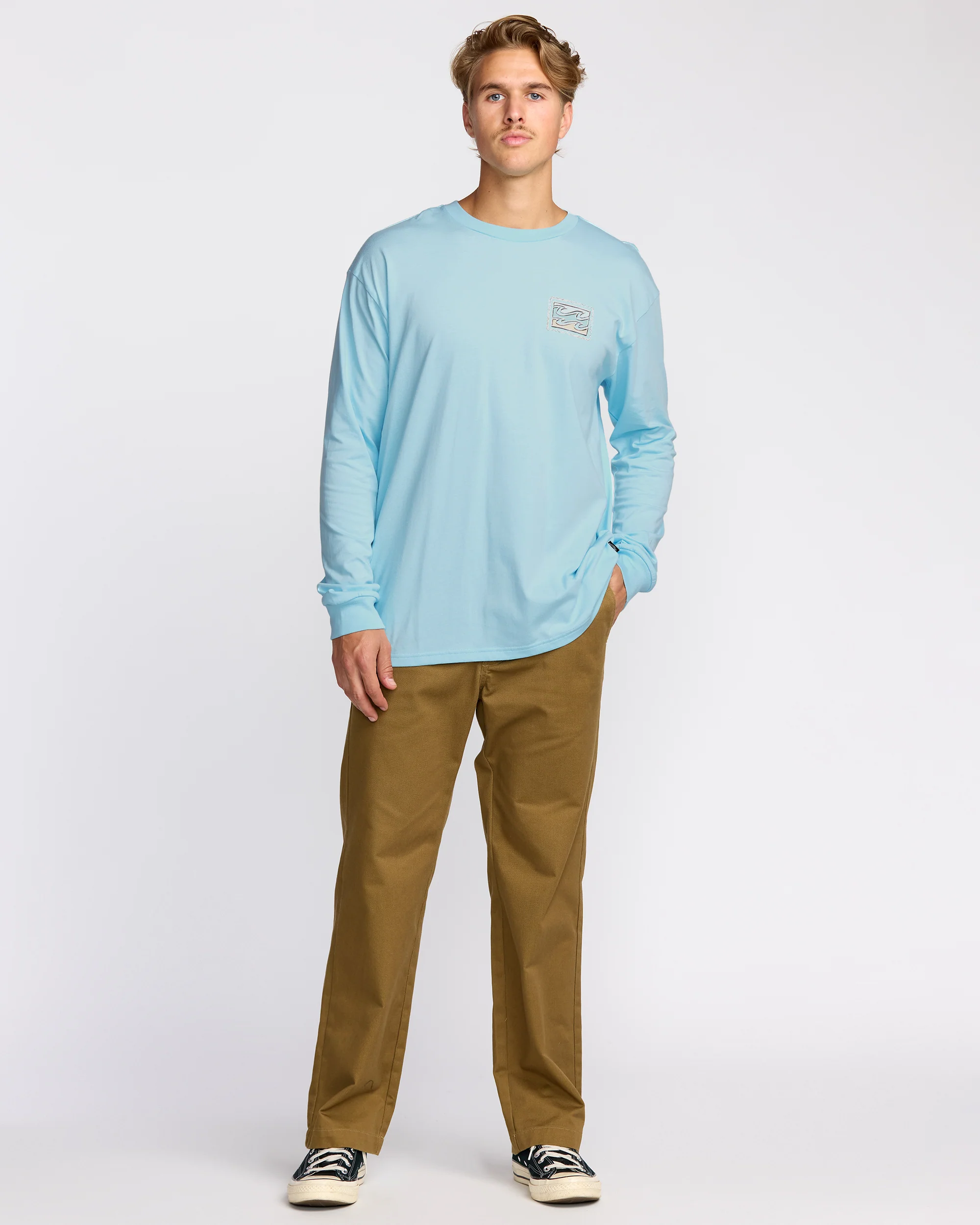 Crayon Wave Regular Long Sleeve T-Shirt - Coastal Blue - Image 4