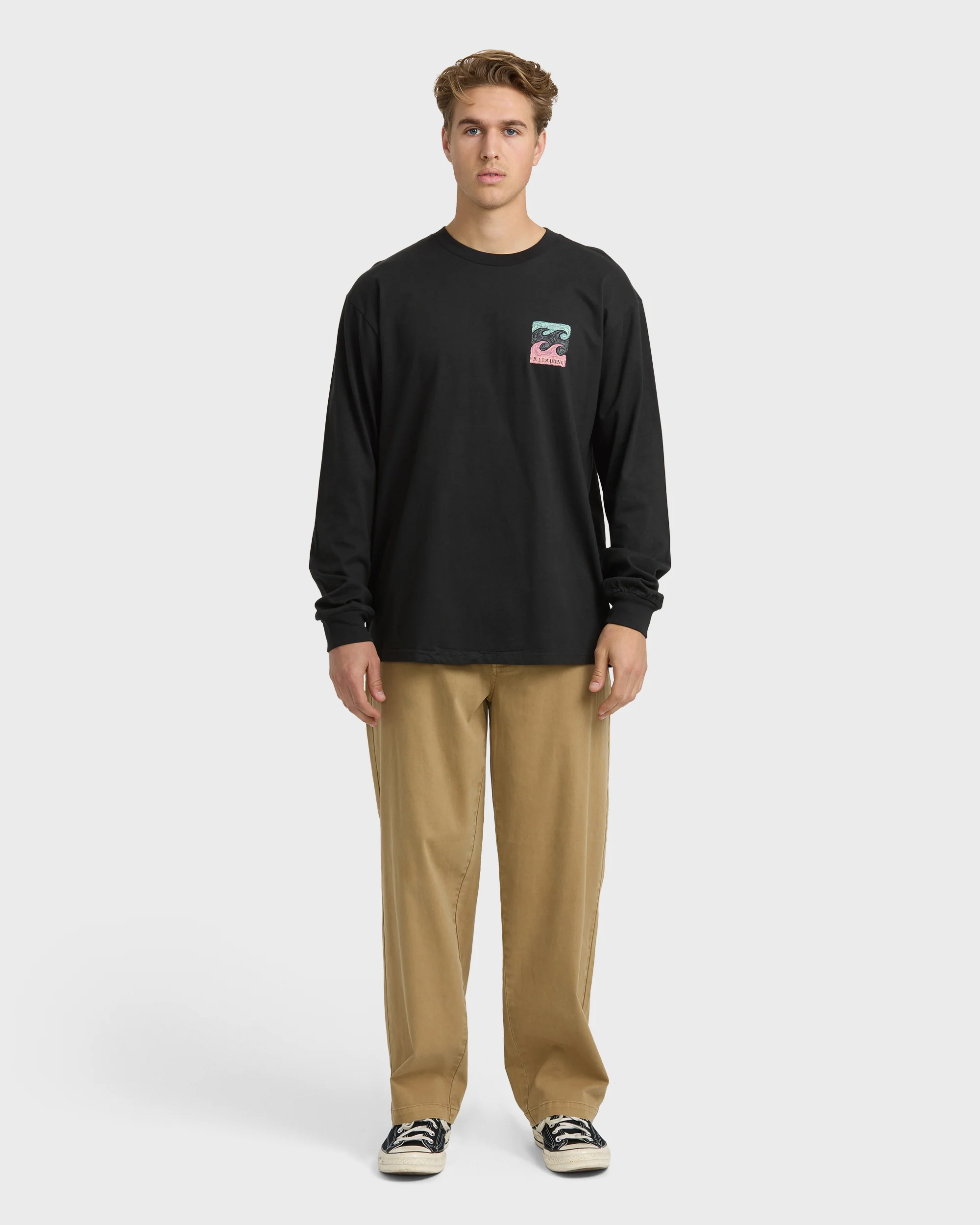 Crayon Wave Regular Long Sleeve T-Shirt - Washed Black - Image 3