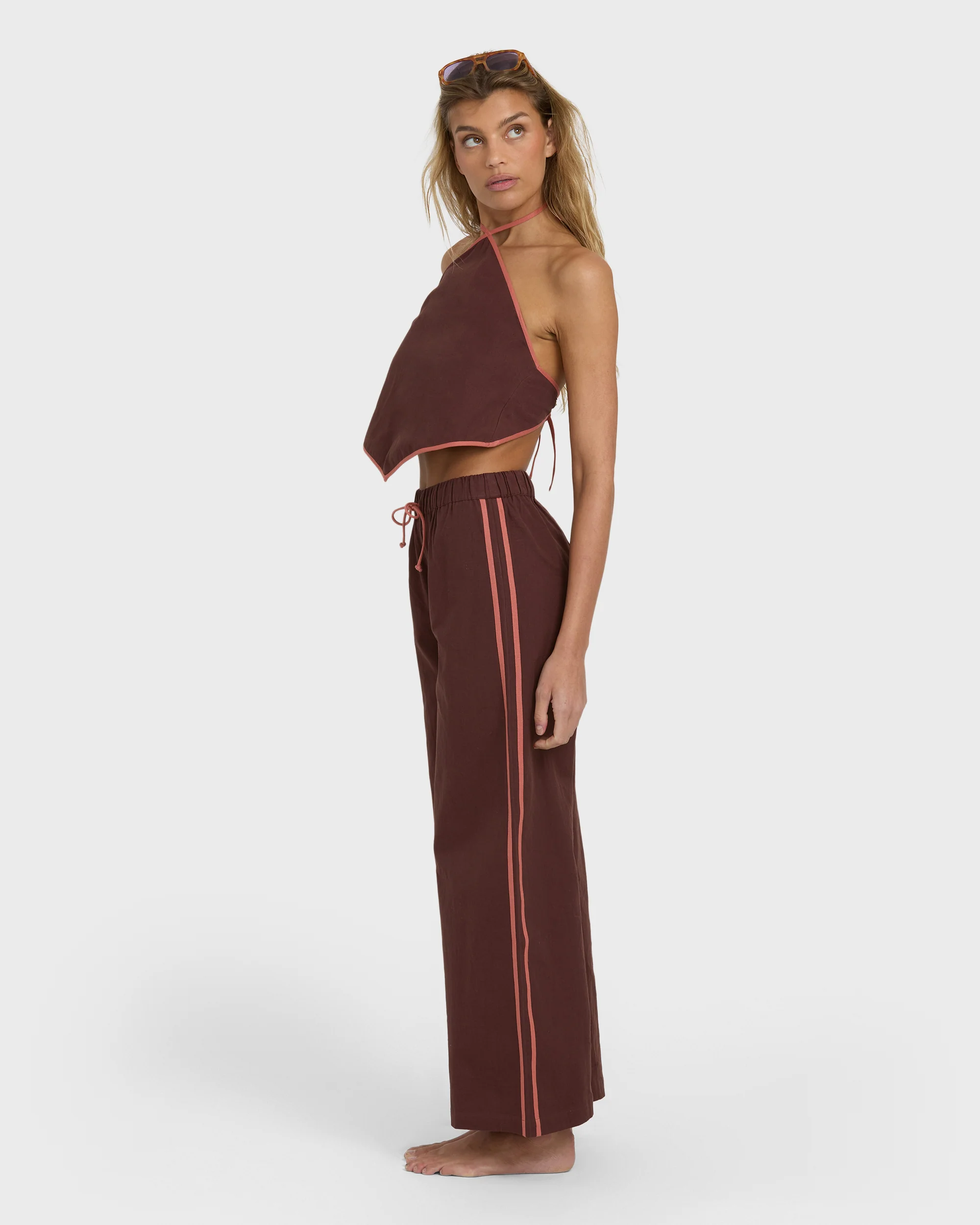 Double Take Elastic Waist Pants - Teak - Image 6