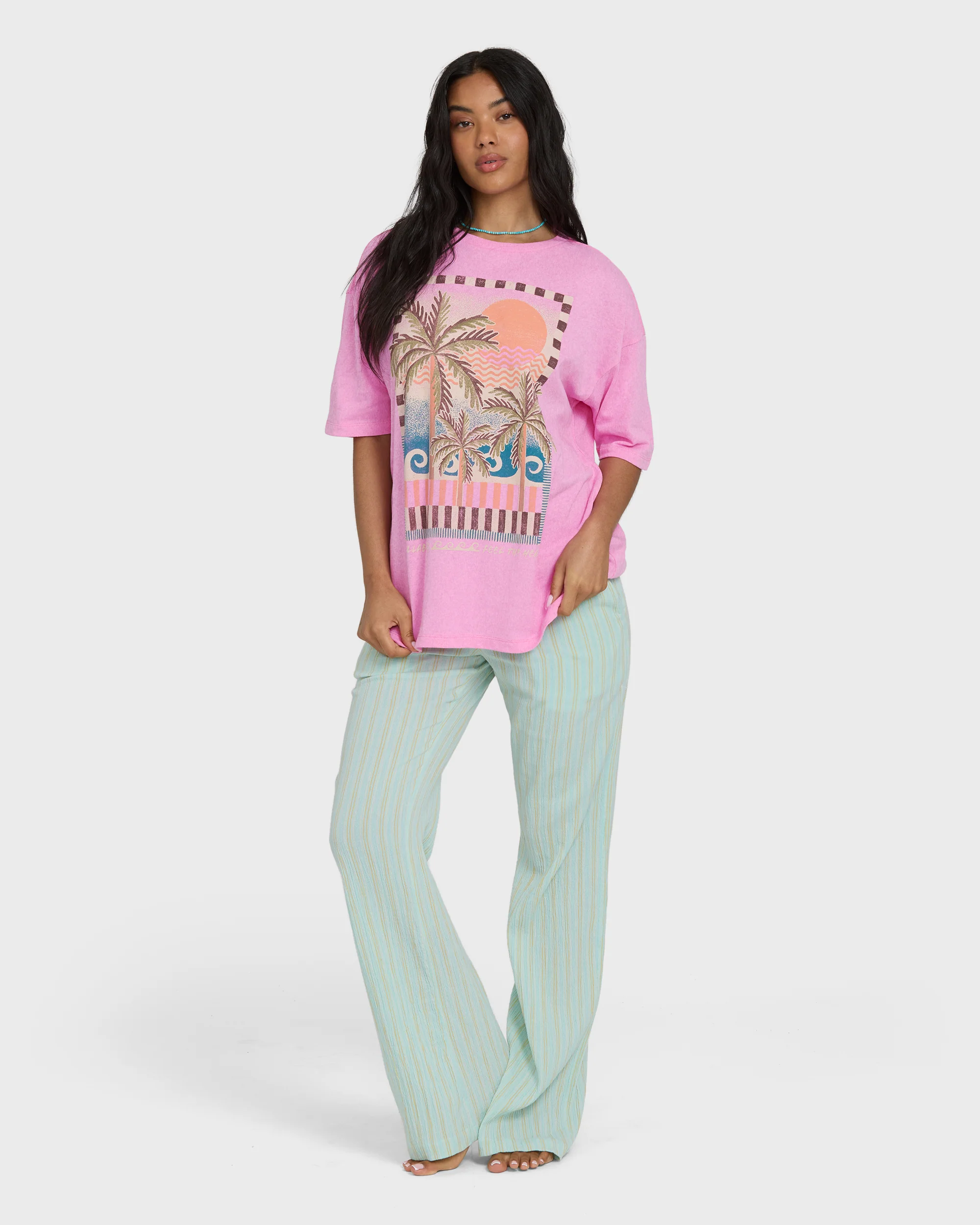 Feel The Heat Short Sleeve Knit T-Shirt - Party Pink - Image 6