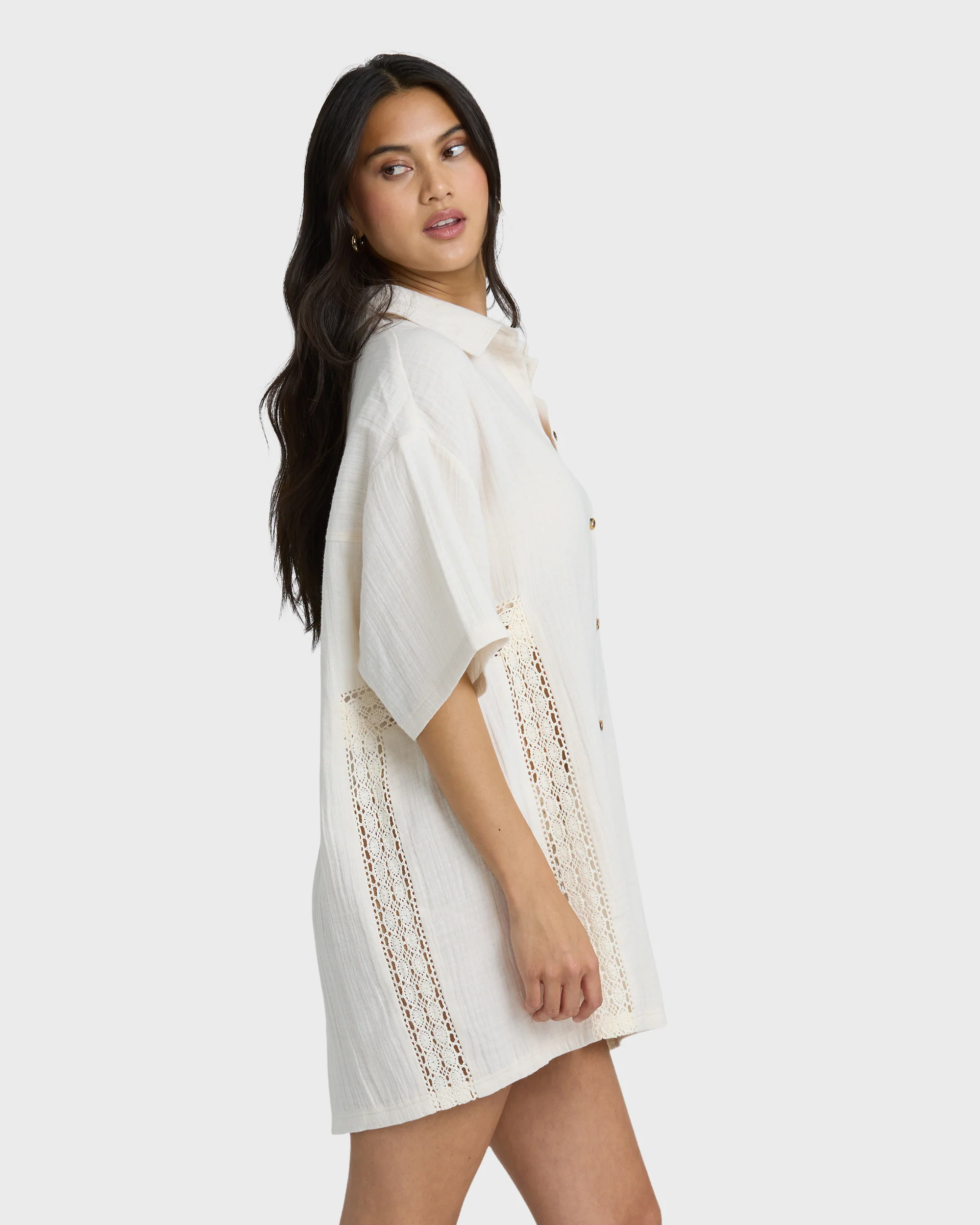 Feelin Fine Shirt Dress - White Cap - Image 3