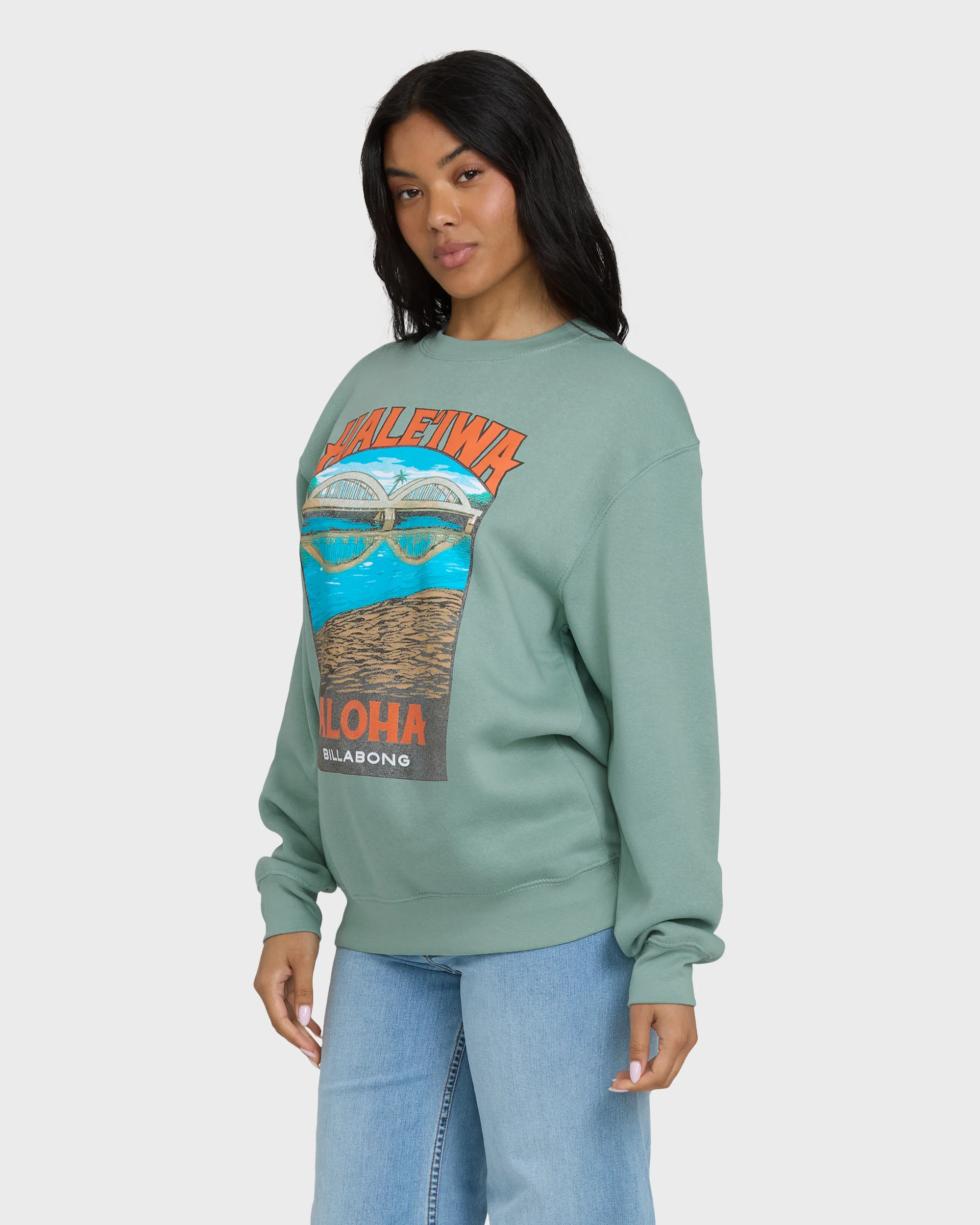 Haleiwa Scenic Poster Crewneck Sweatshirt - Sea Glass - Image 4