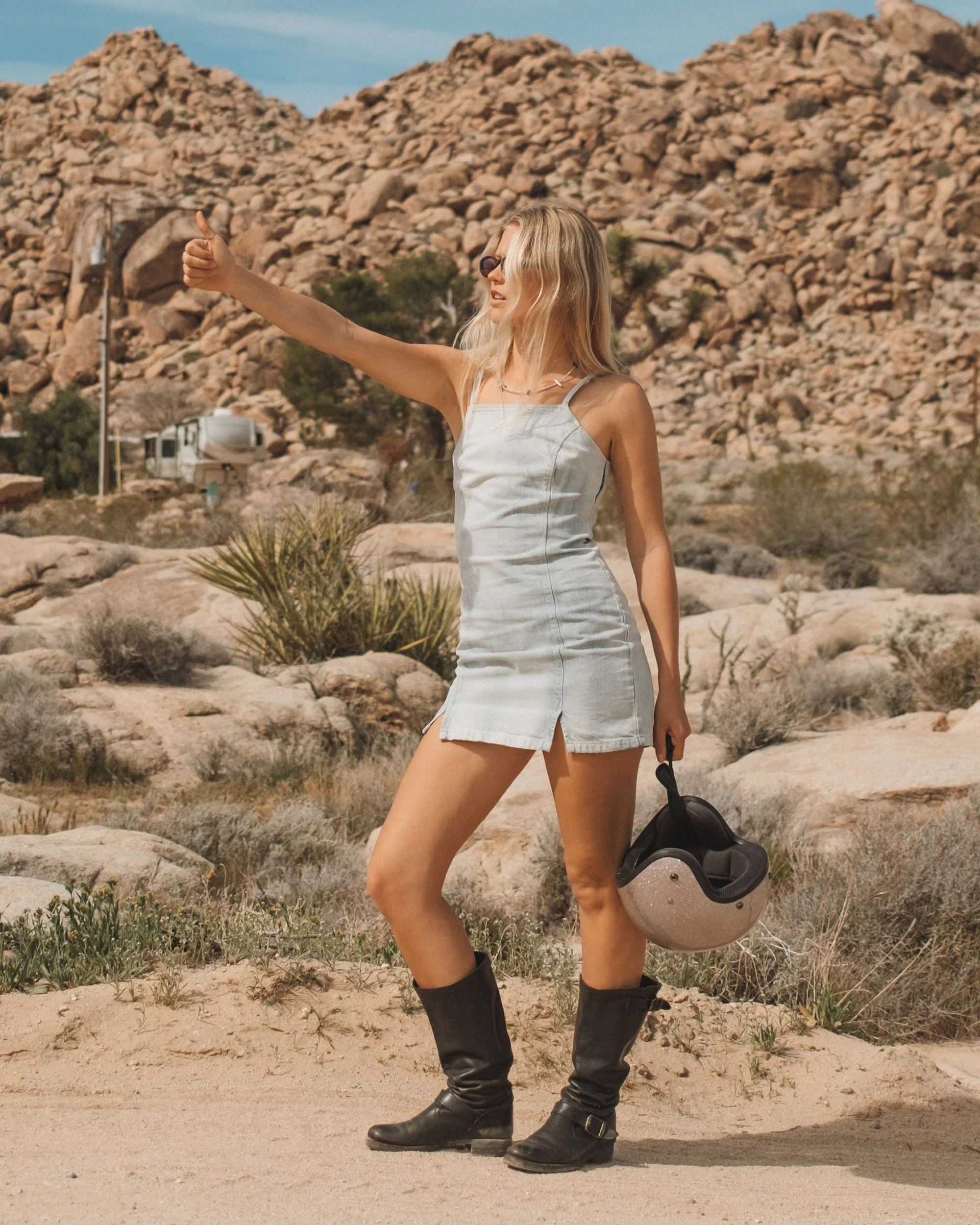 Jade Saltwashed Denim Dress - Blue Mist - Image 9