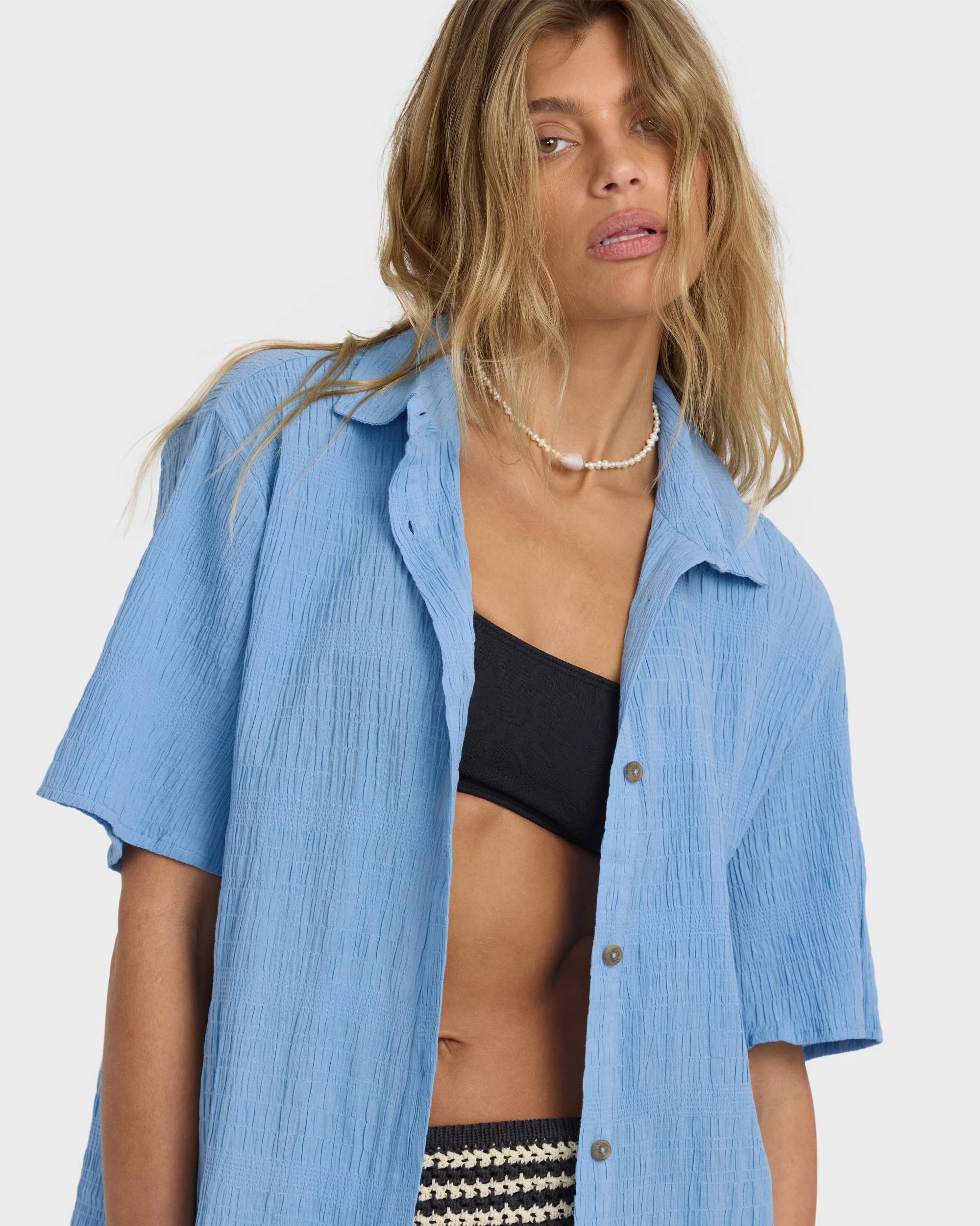 Laura Short Sleeve Shirt - Blue Drift - Image 3