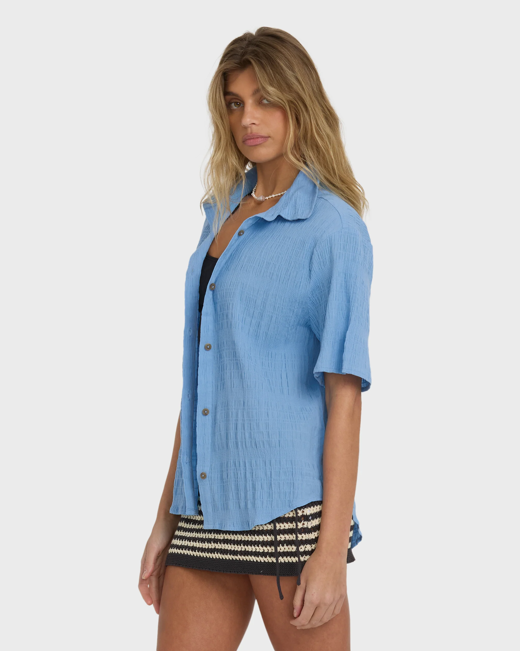 Laura Short Sleeve Shirt - Blue Drift - Image 5