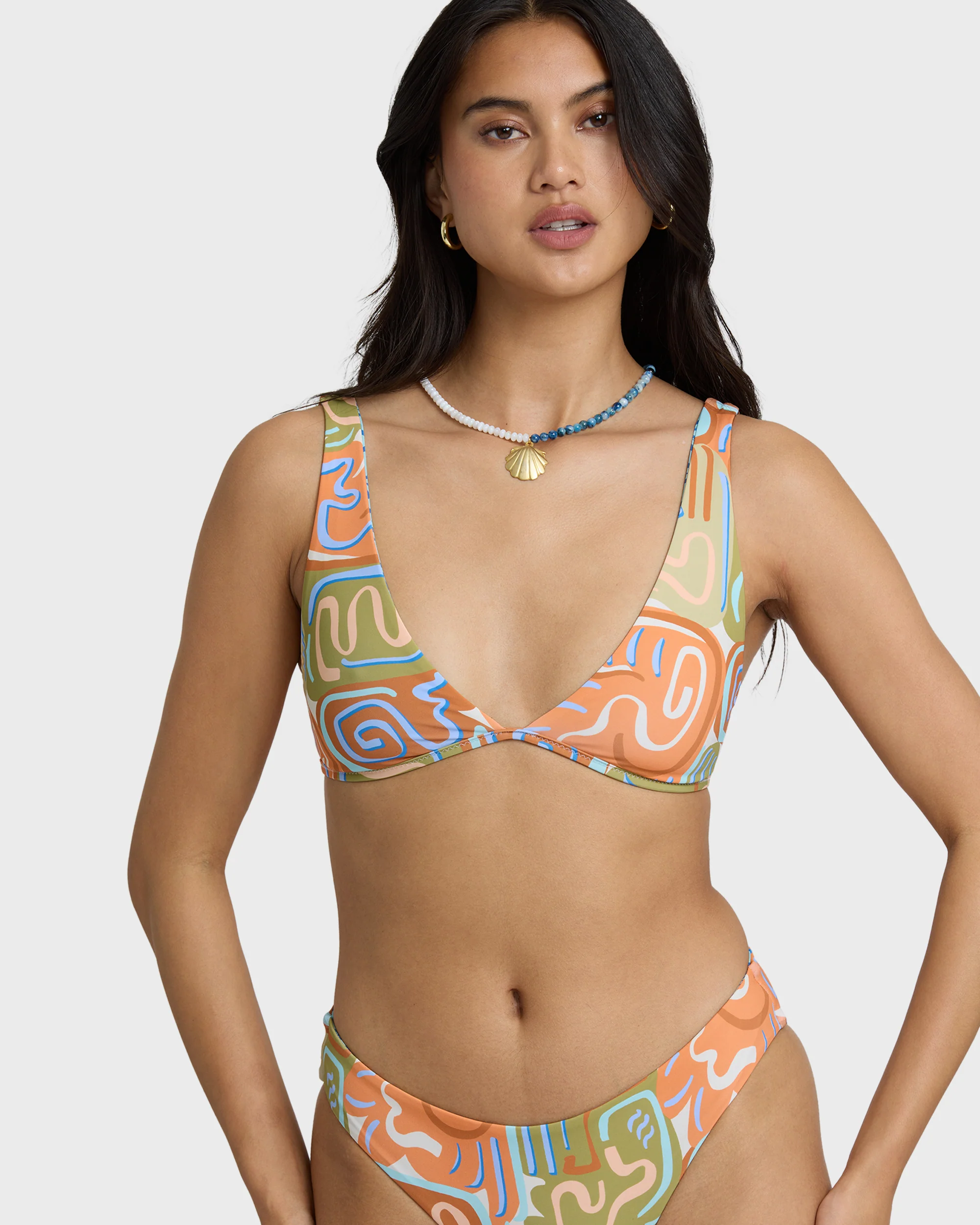 Le Surf Reversible Ava Tank Swim Tank Bikini Top - Orange Multi - Image 8