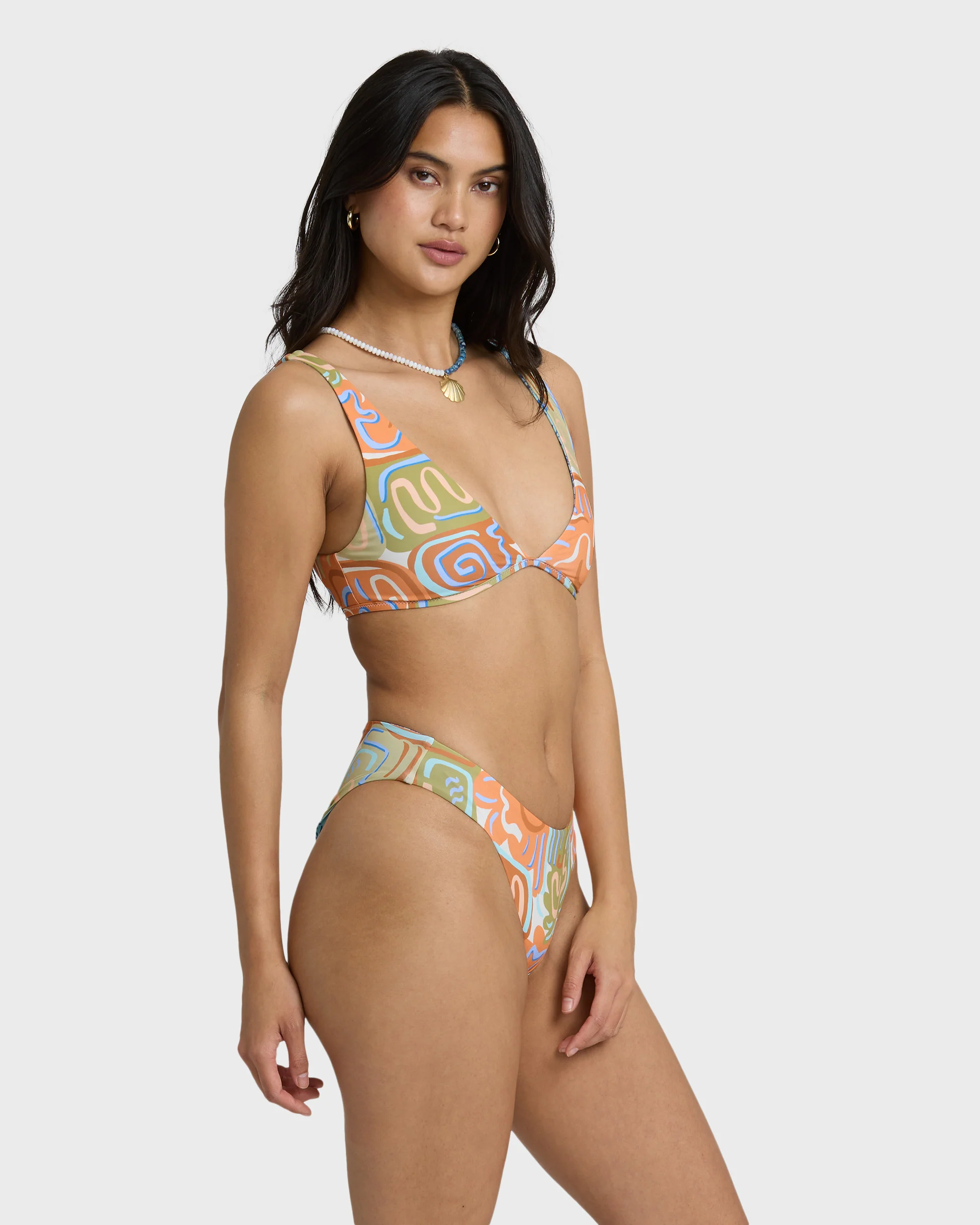 Le Surf Reversible Lowrider Full Bikini Bottom - Orange Multi - Image 3