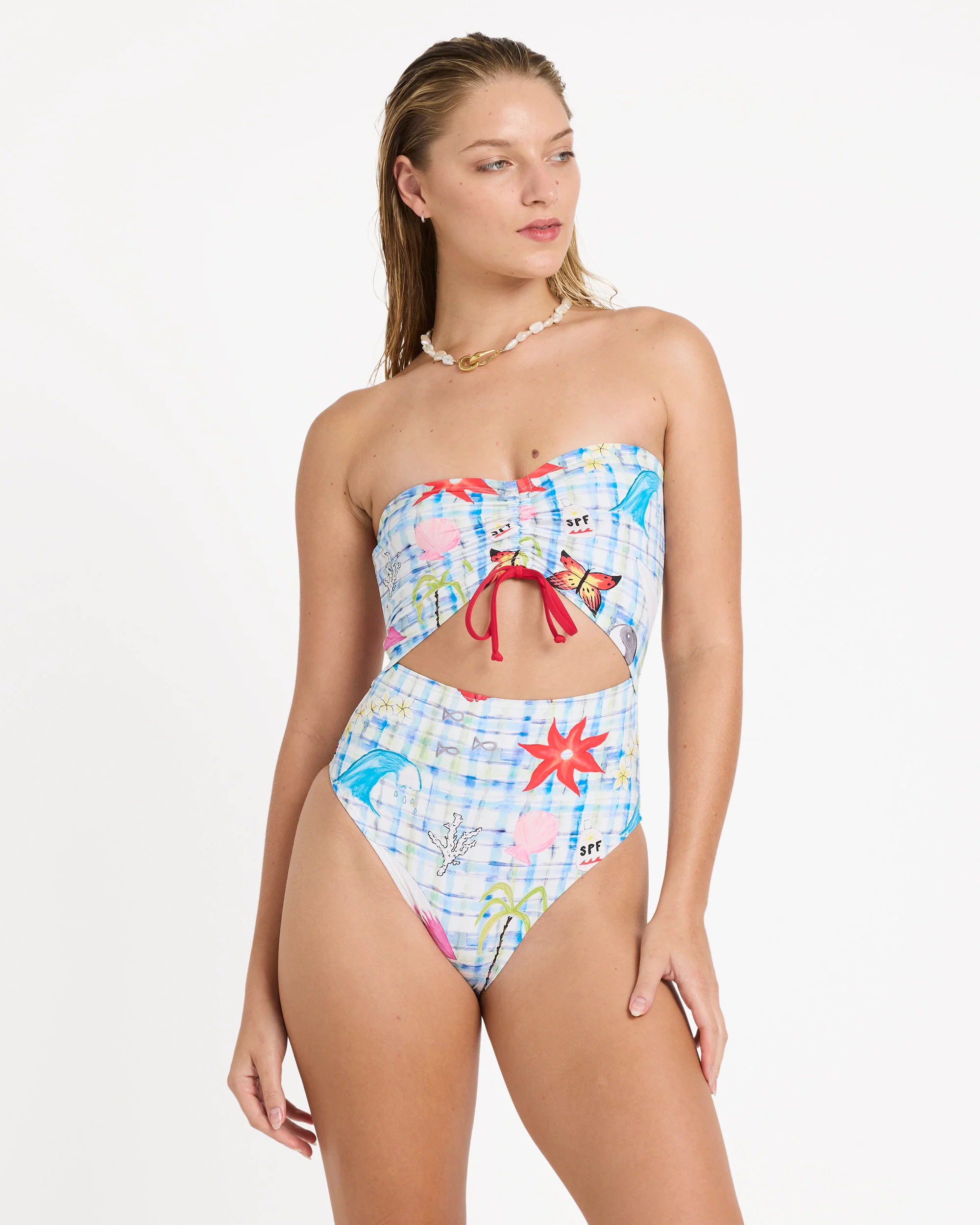 Womens Lottie Hall Summer Bandeau One Piece Swimsuit - Image 3