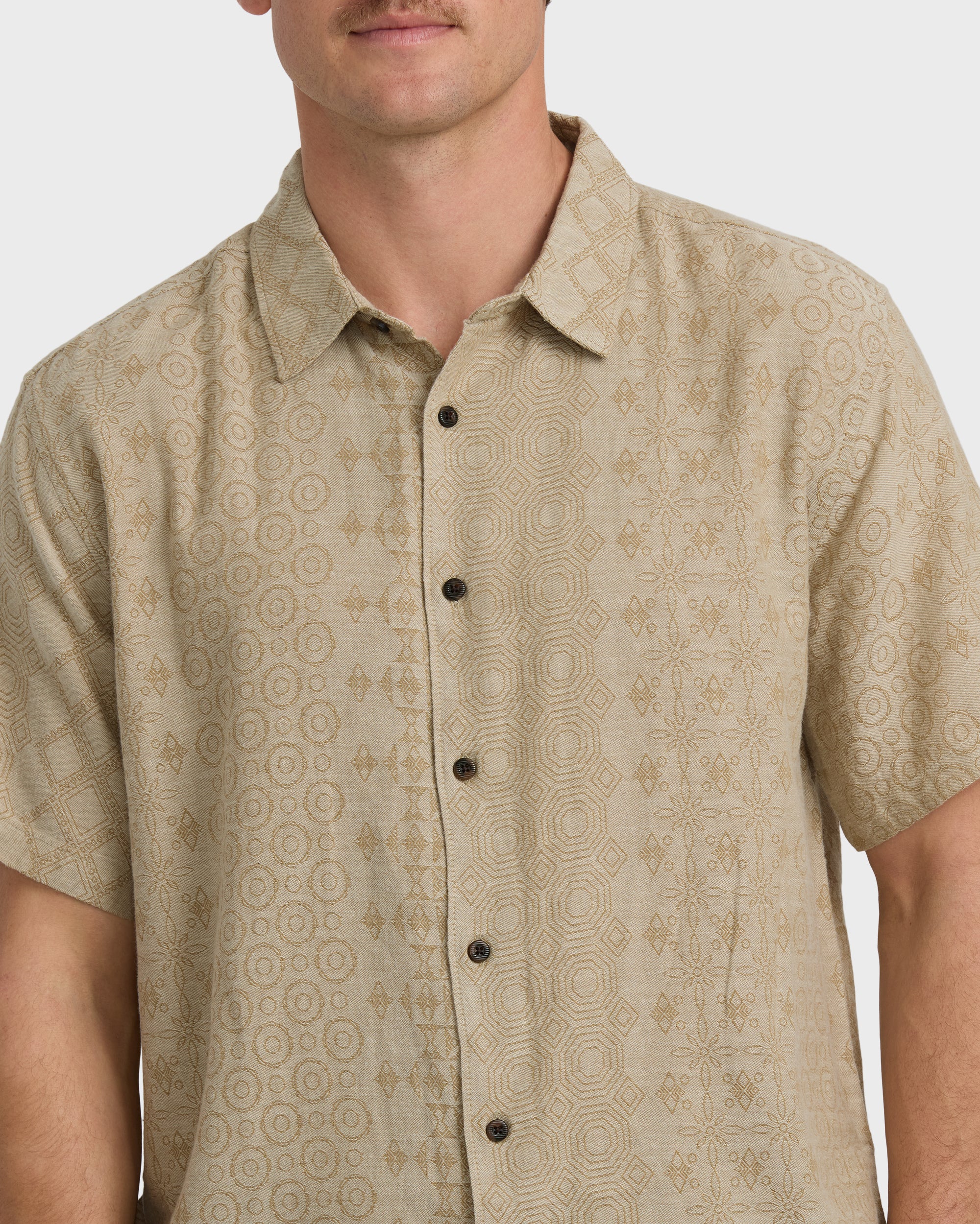 Needle Garage Jacquard Short Sleeve Shirt - Bone - Image 2