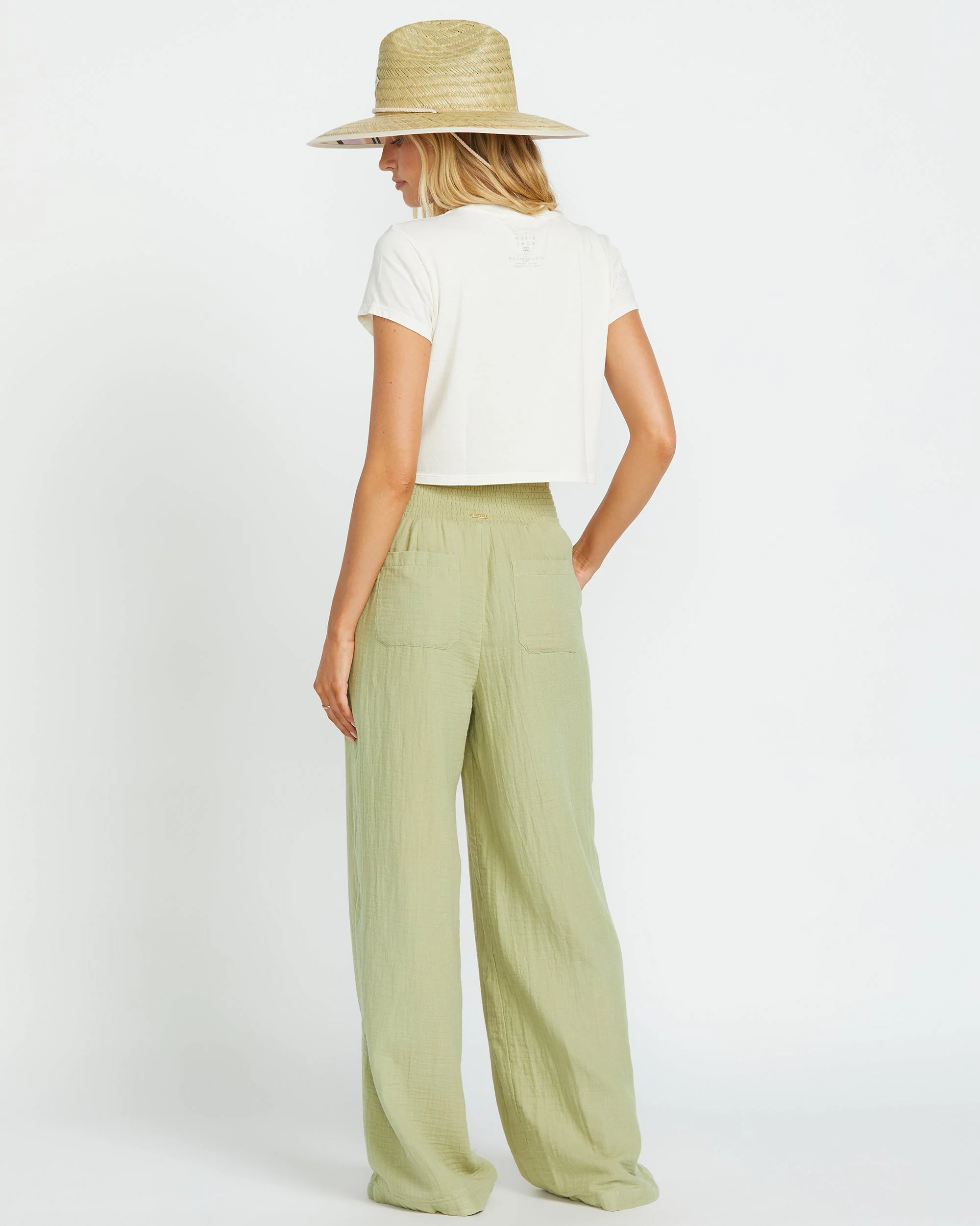 New Waves Gauze Elastic Waist Pants - Avocado - Image 2