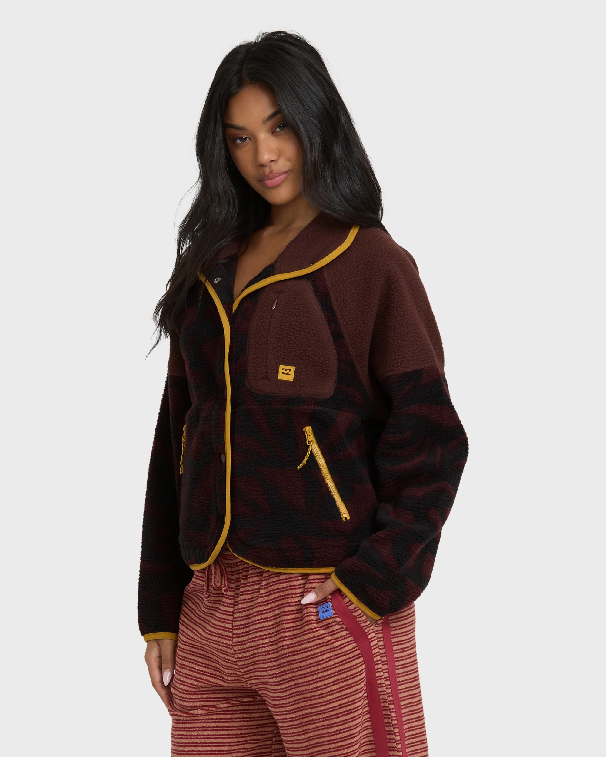 A/Div Popoyo Snap Up Sherpa Fleece Jacket - Teak - Image 6