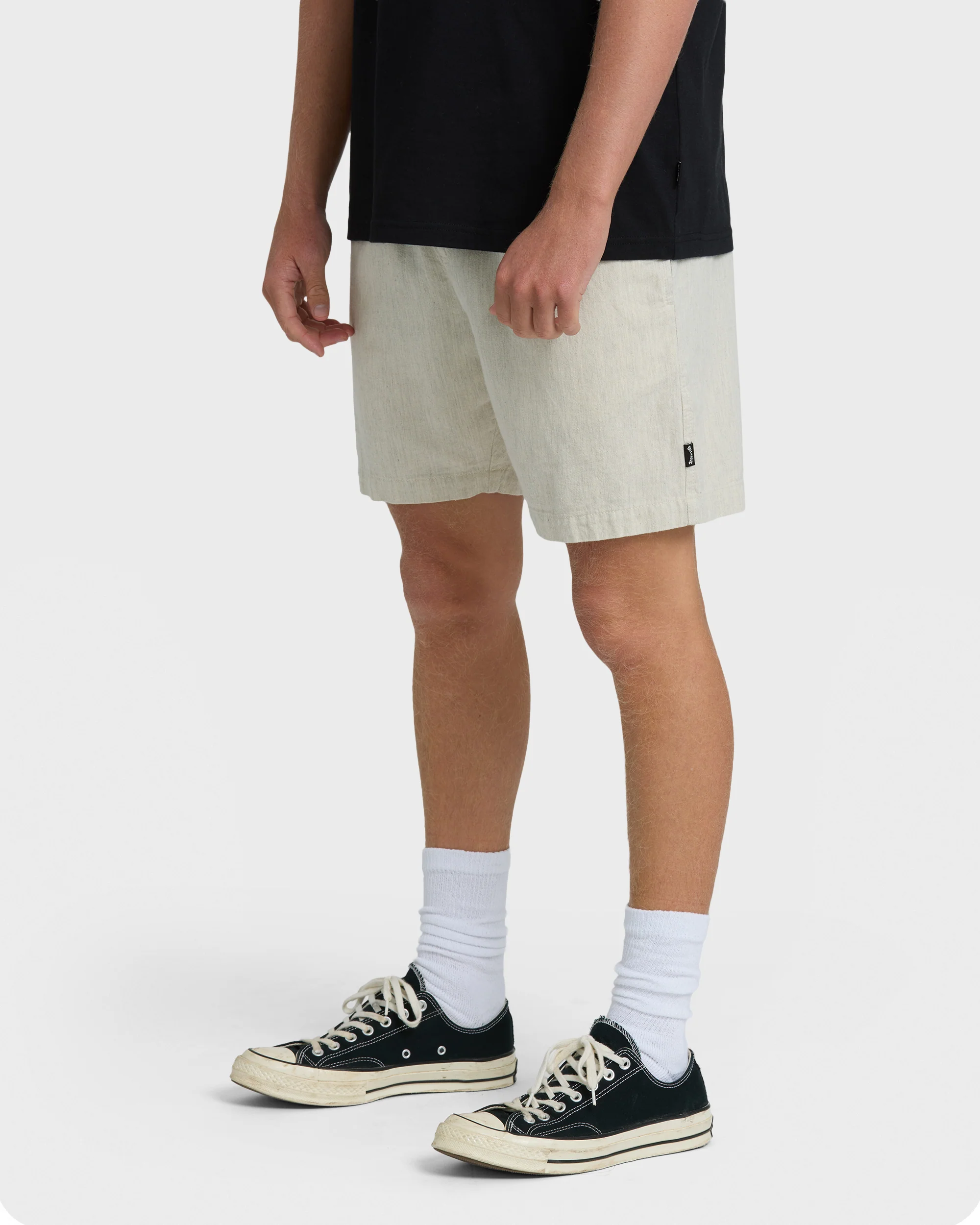 San O Layback 16" Linen Shorts - Oatmeal Heather - Image 3