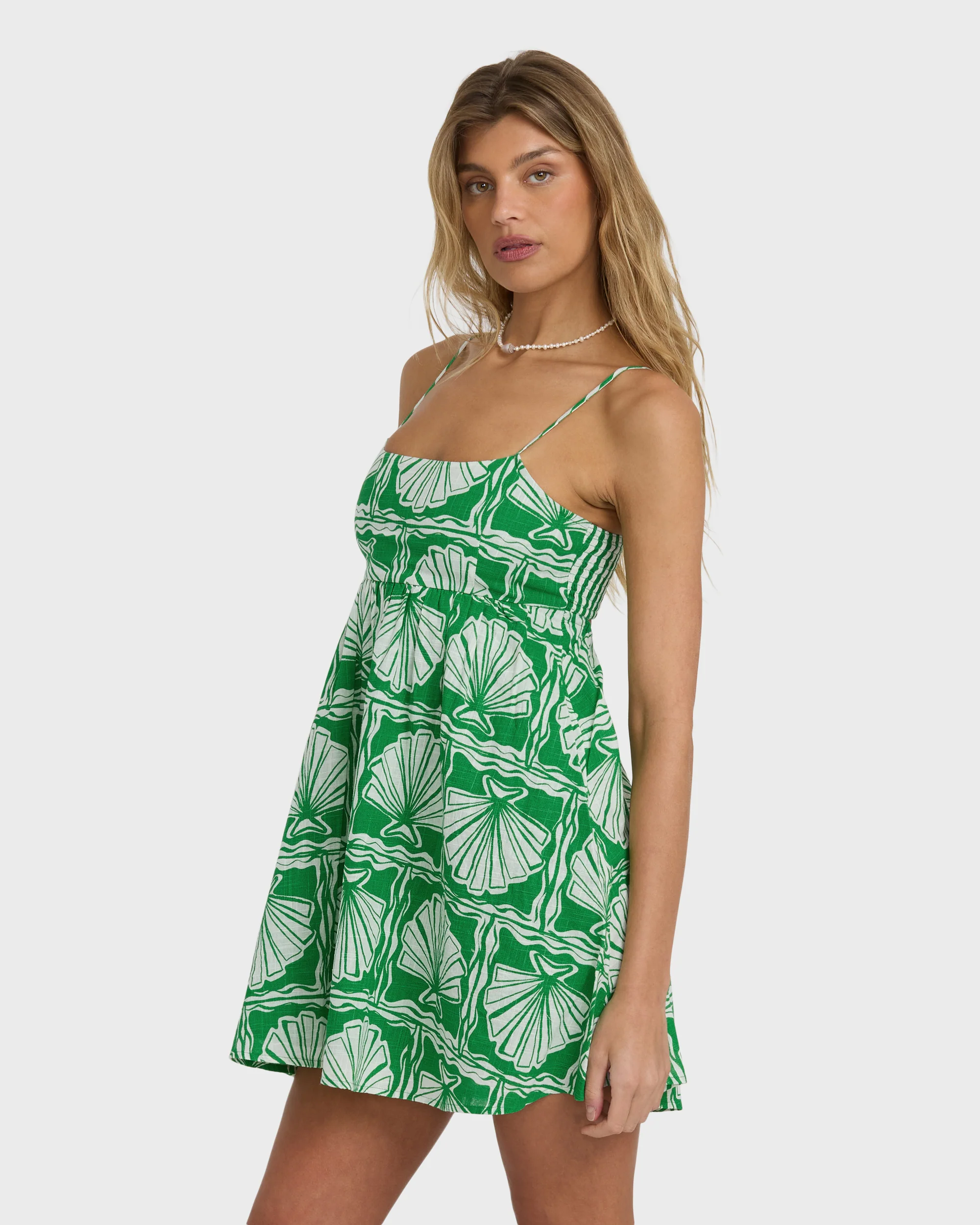 Sea Shell Mini Dress - Kelly Green - Image 7