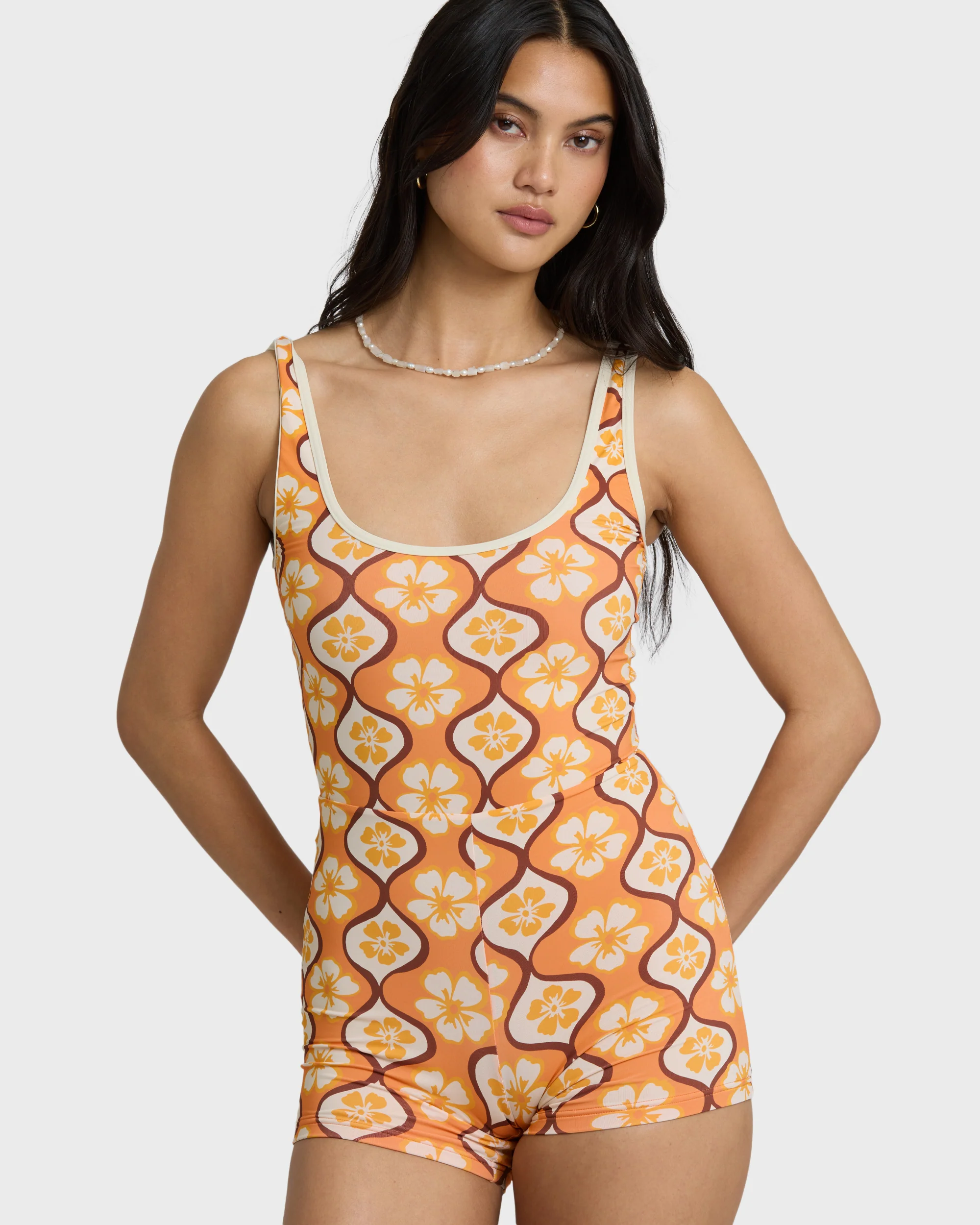 Womens Sol Groove Retro Surf Bodysuit One Piece Swimsuit - Image 7