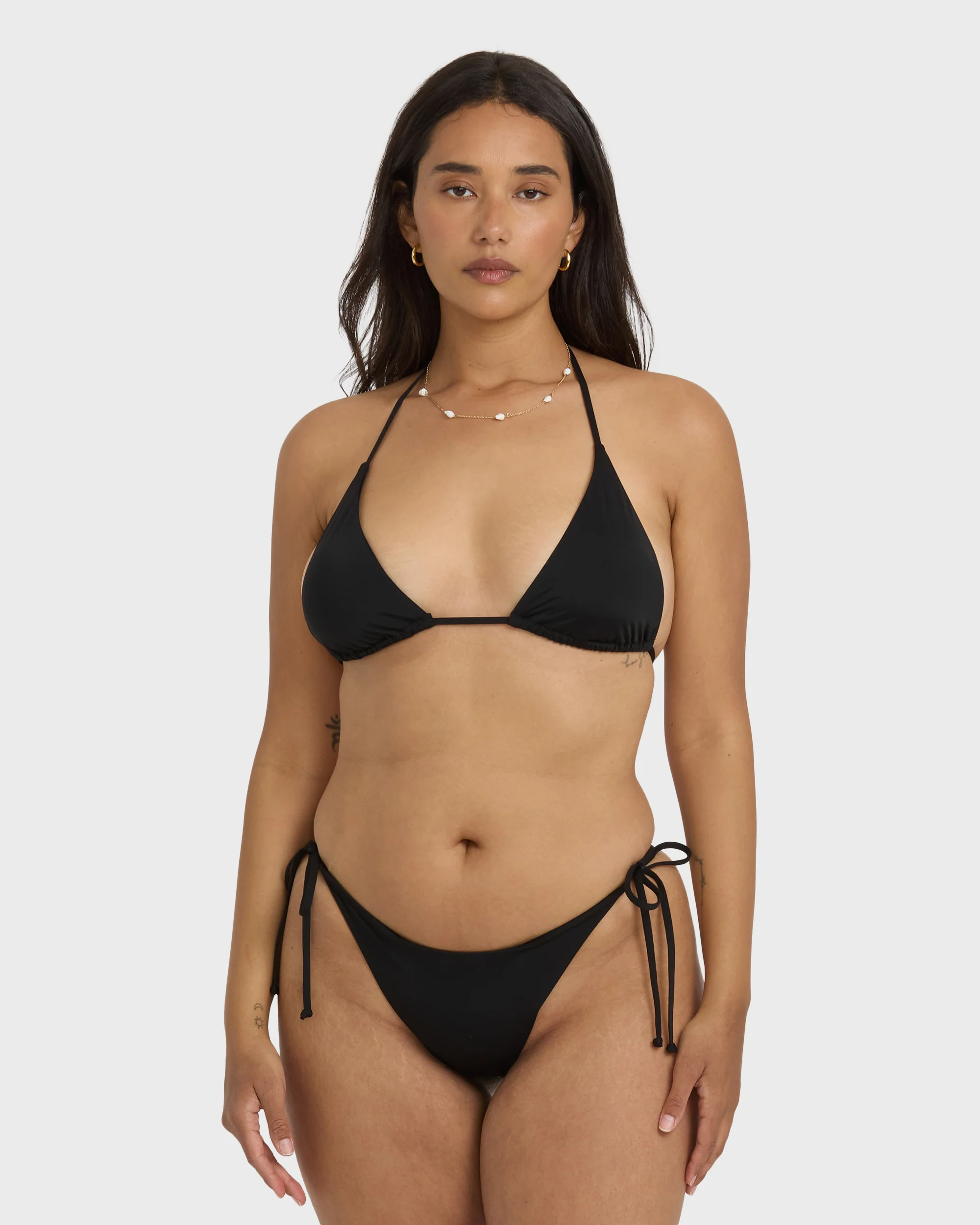 Sol Searcher Tie Side Tanga Bikini Bottom - Black Pebble - Image 7