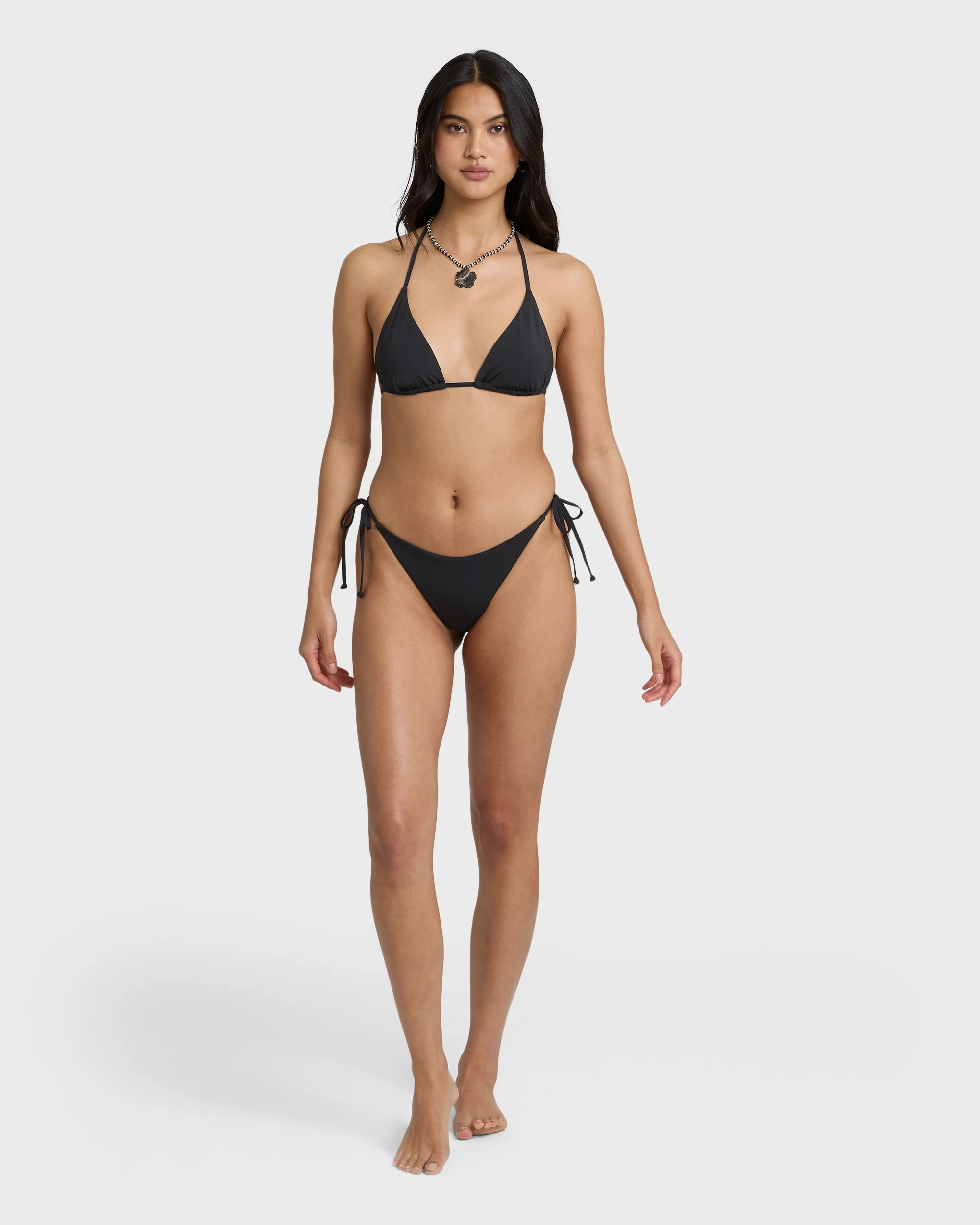 Sol Searcher Tie-Side Tanga Skimpy Bikini Bottoms - Black Pebble - Image 4