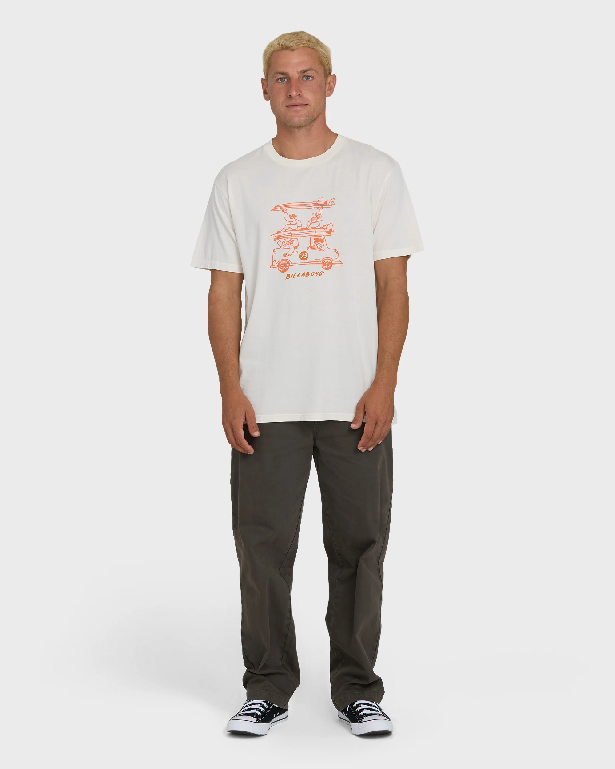 Stack Wave Washed Premium Short Sleeve Knit T-Shirt - Off White - Image 4