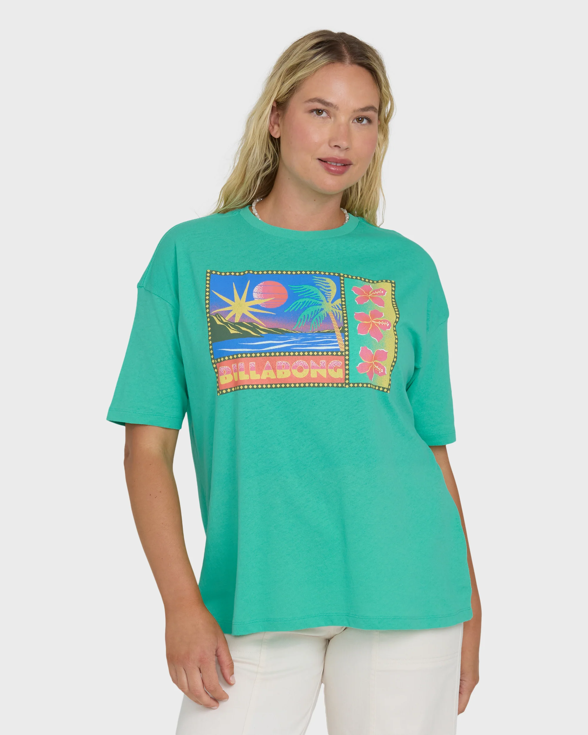 Summer Heat Short Sleeve Knit Graphic T-Shirt - Green Tropics - Image 6