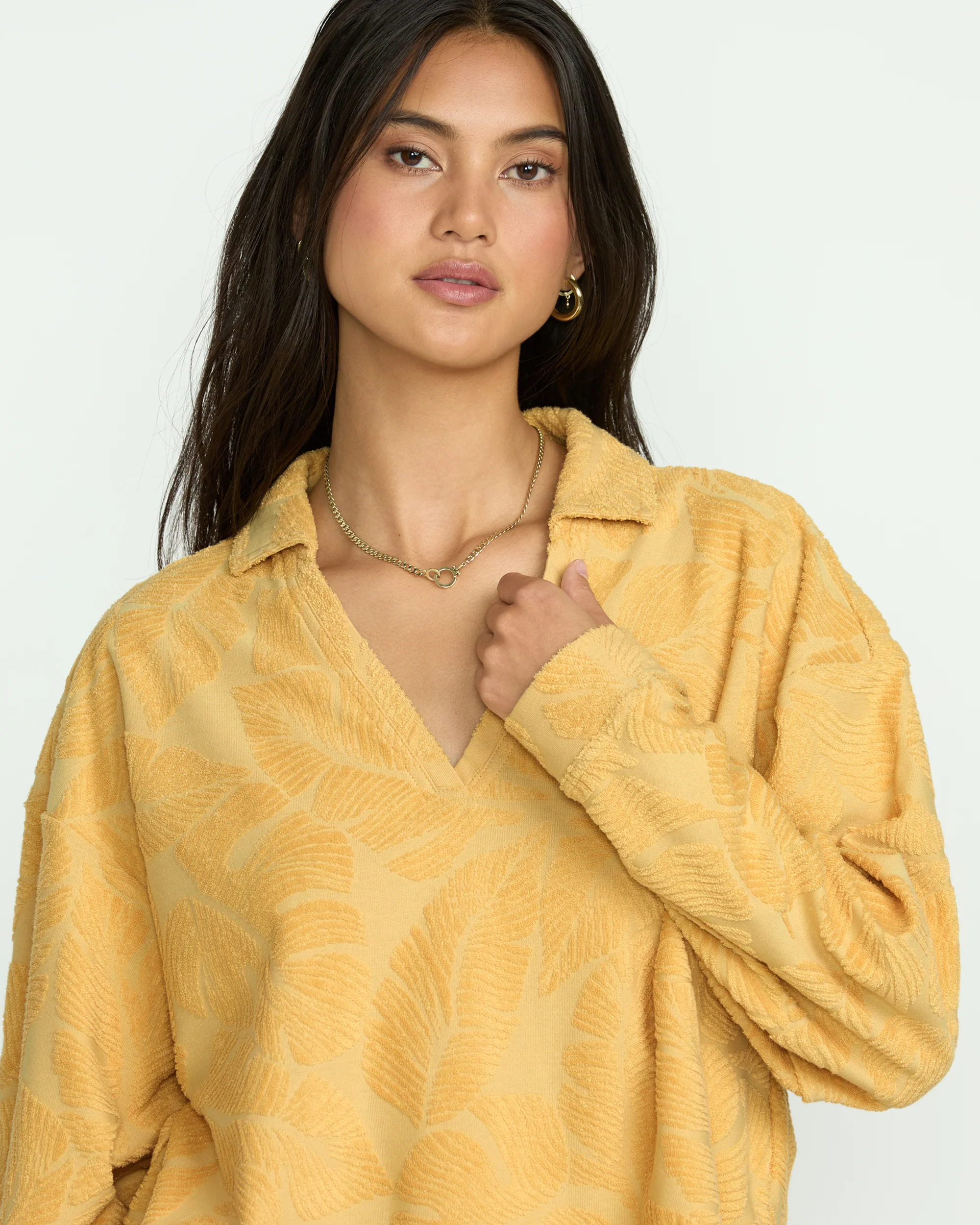 Sun Palm Terry Pullover Sweatshirt - Gold Coast - Image 2
