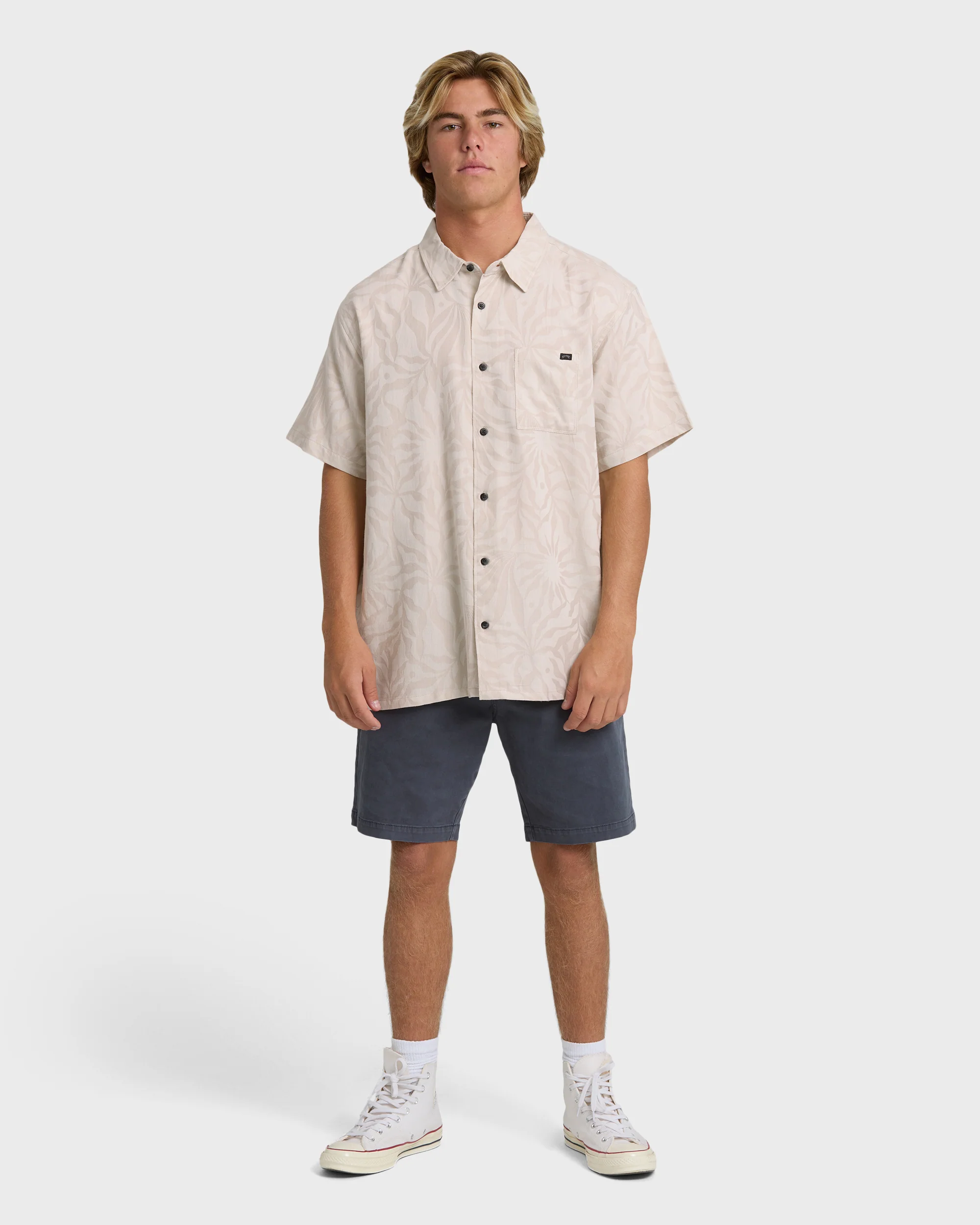 Sundays Jacquard Short Sleeve Shirt - Ash - Image 4