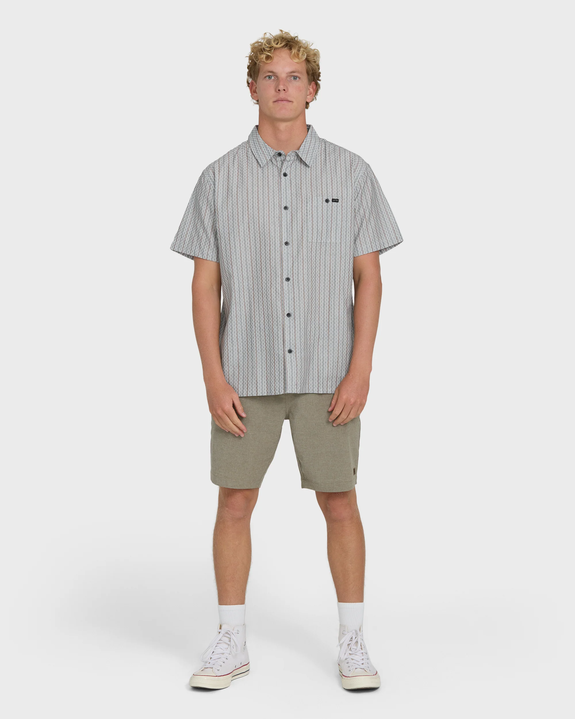 Sundays Jacquard Short Sleeve Woven Shirt - Fog Gray - Image 4