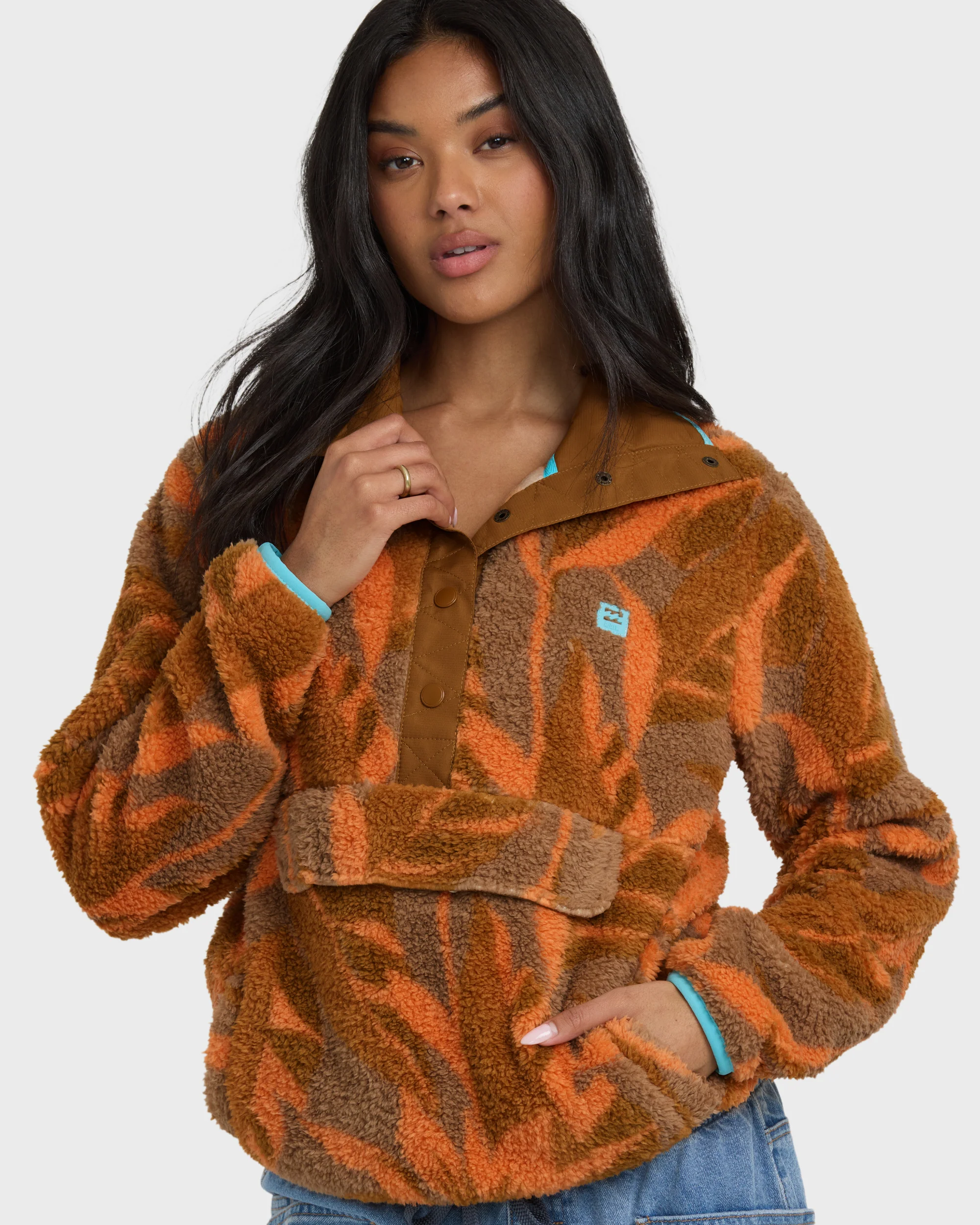 A/Div Switchback Pullover Half Snap Sherpa Fleece - Faded Orange