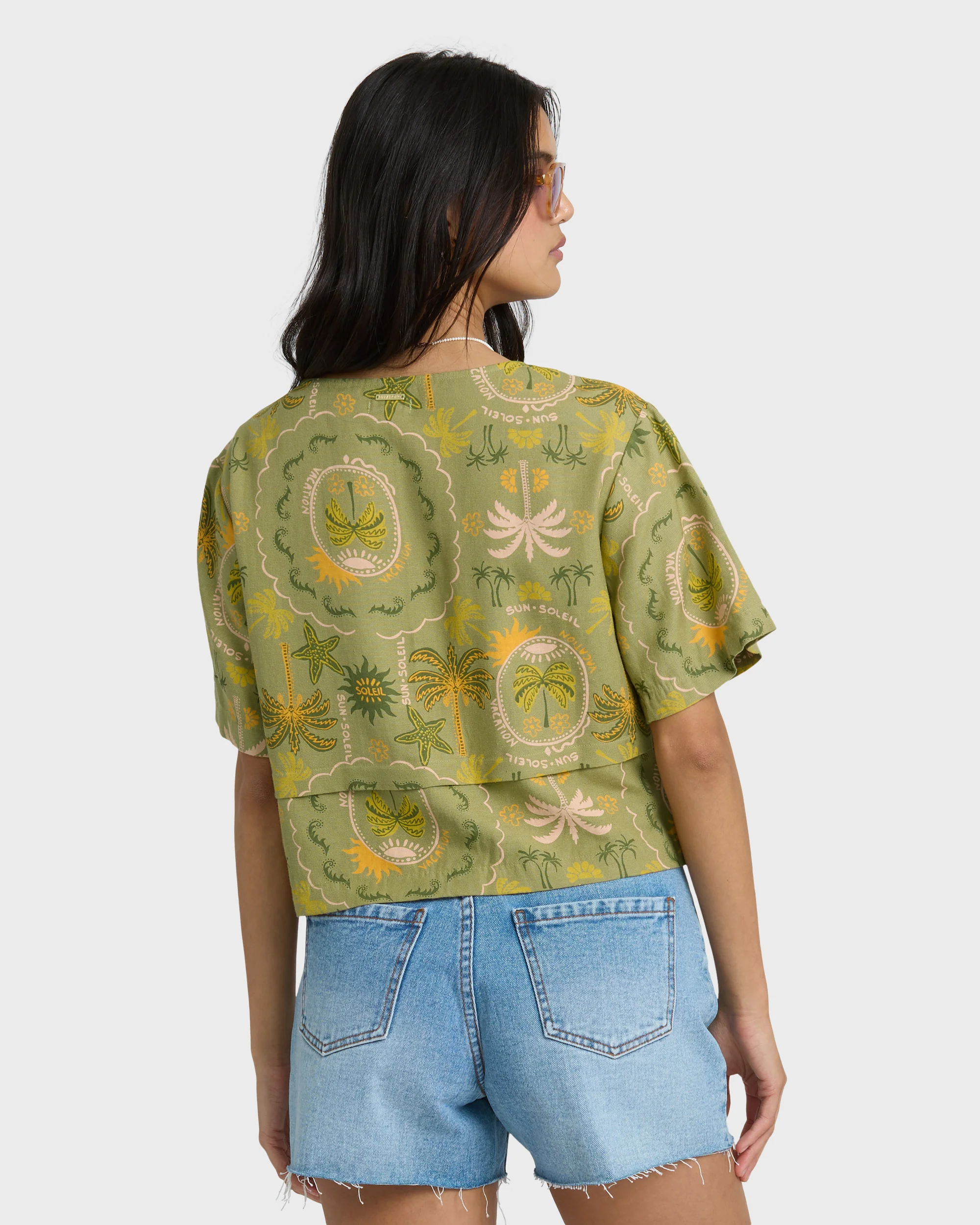 Totally Tropic Short Sleeve Woven Top - Cedar - Image 5