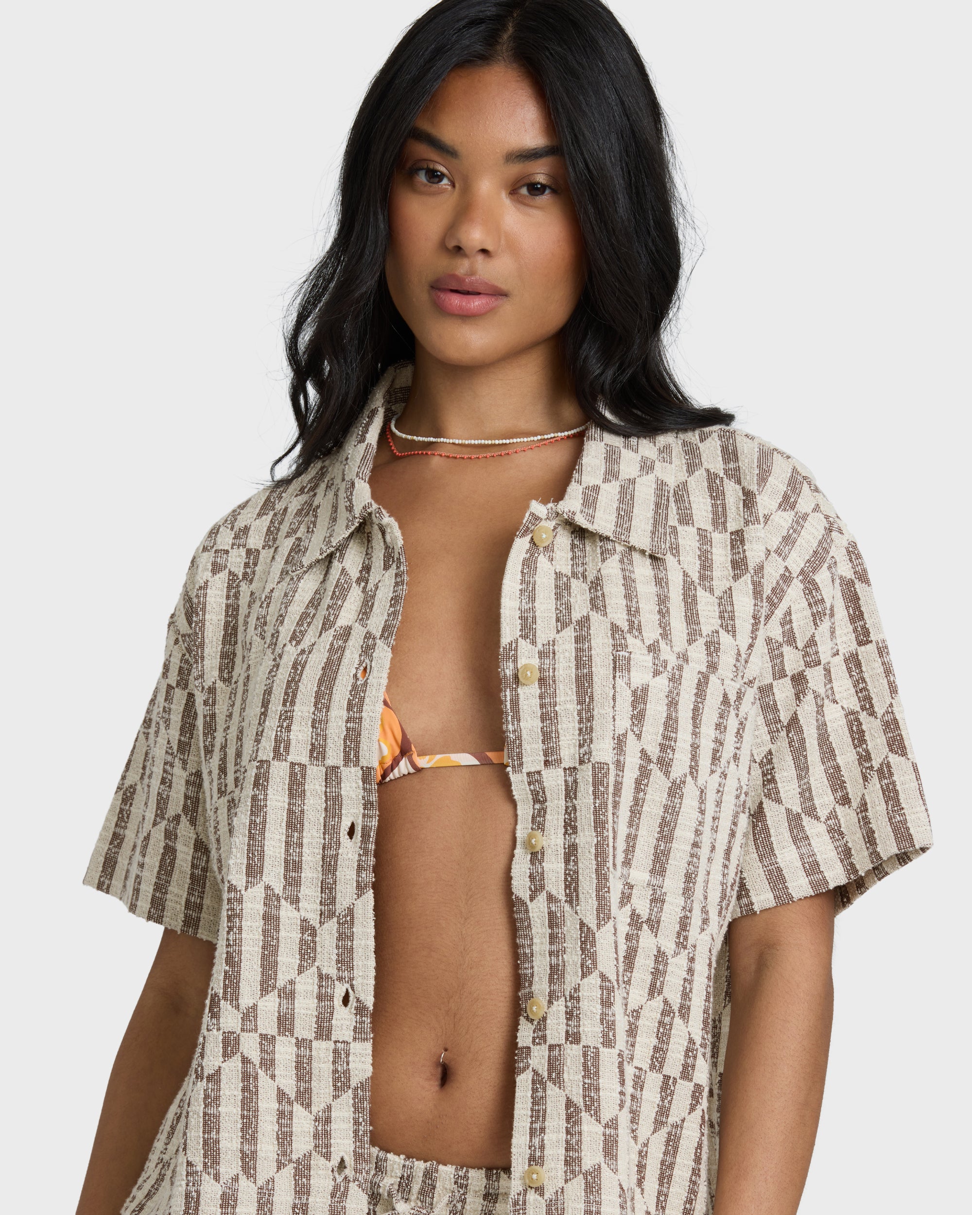 Vivid Wave Short Sleeve Top - Teak - Image 3