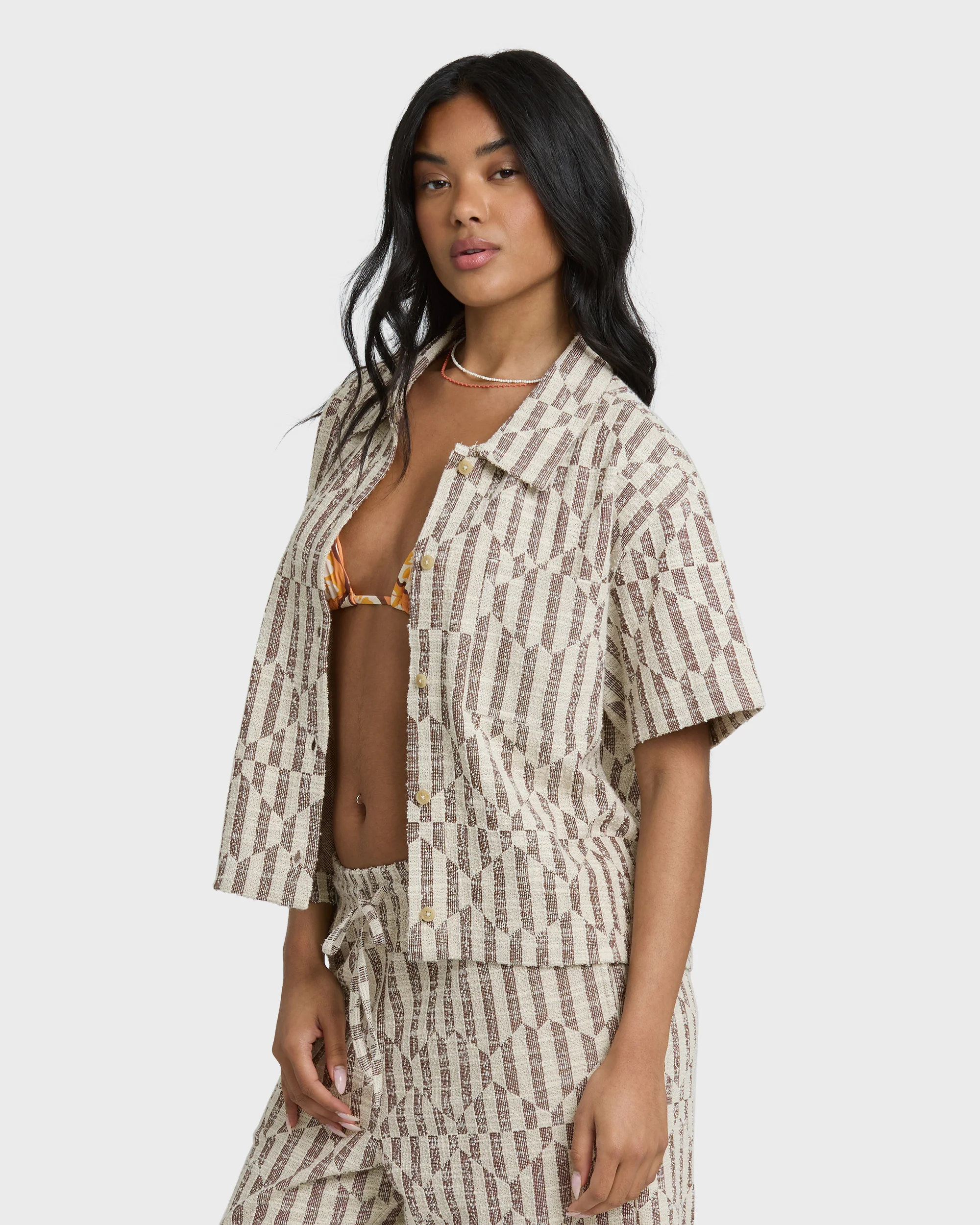 Vivid Wave Short Sleeve Top - Teak - Image 5
