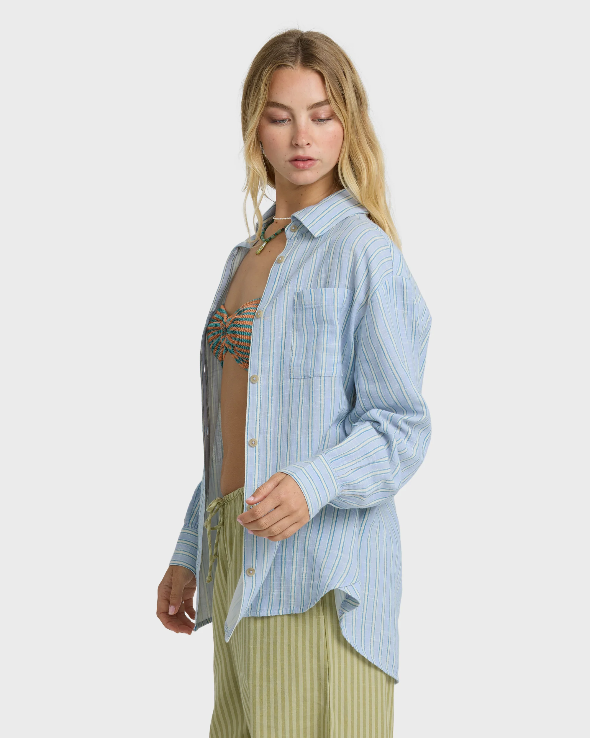 Wanderer Printed Long Sleeve Woven Top - Twilight Blue - Image 3