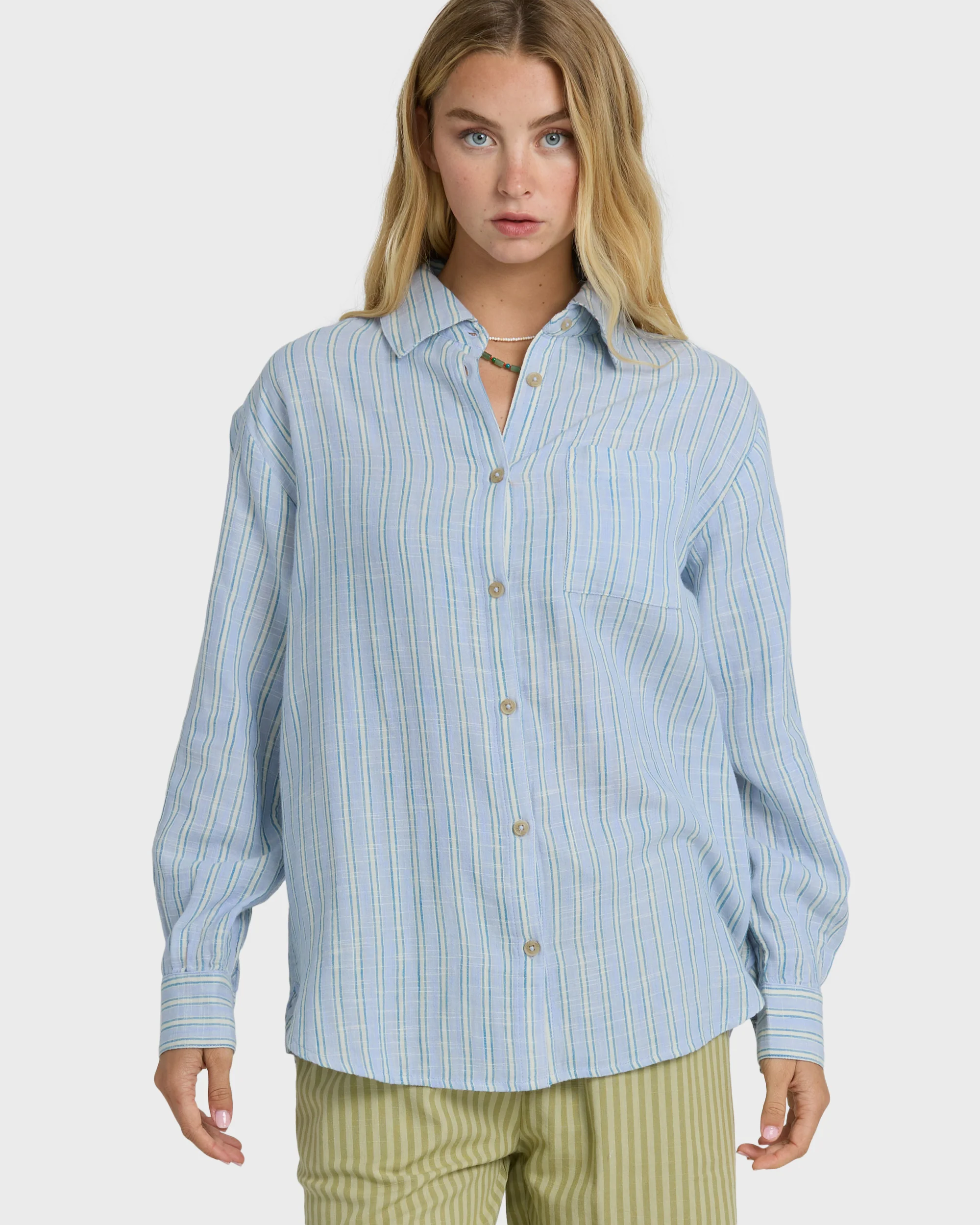 Wanderer Printed Long Sleeve Woven Top - Twilight Blue - Image 4