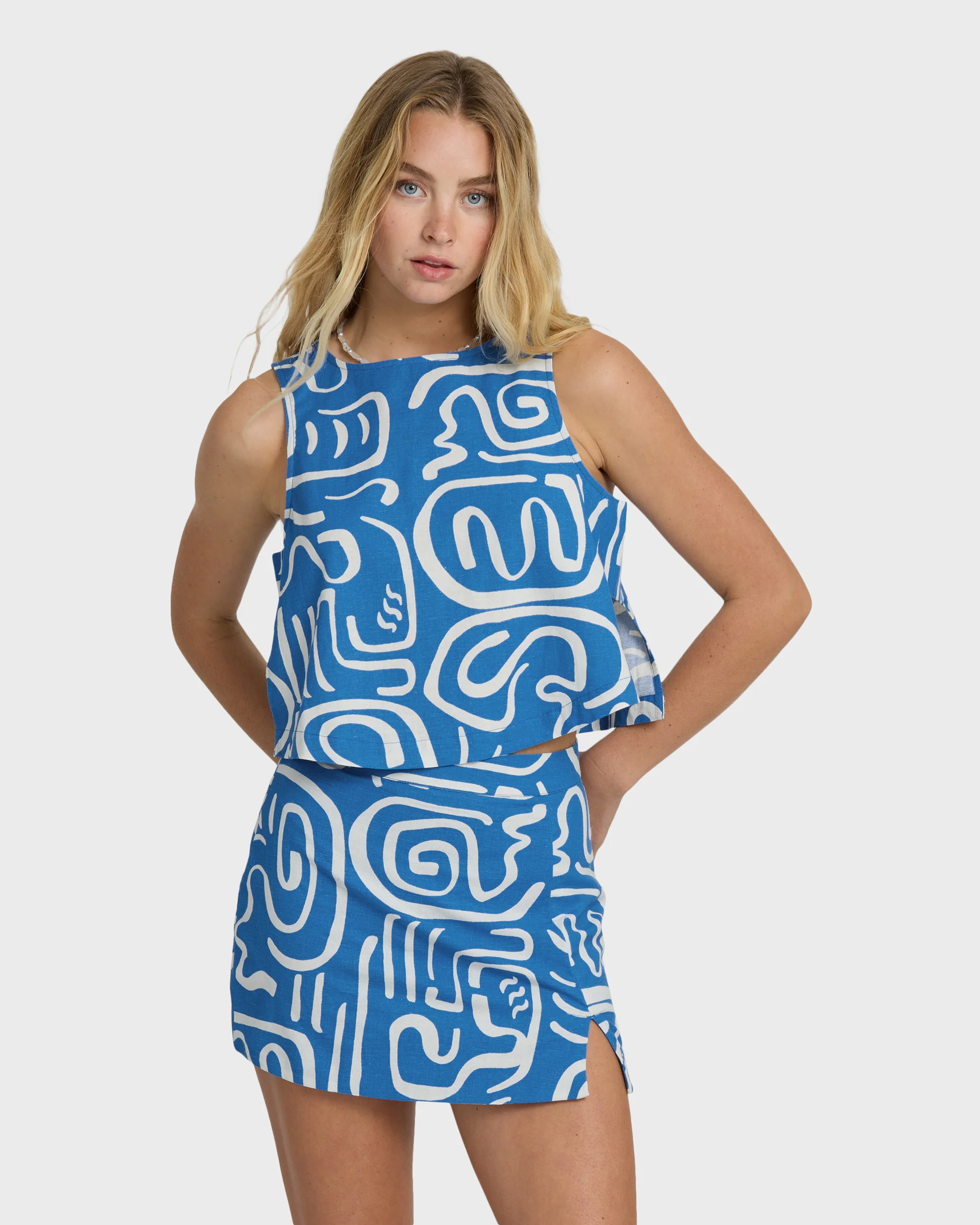 Womens Wave Washed Printed Mini Skirt - Image 3