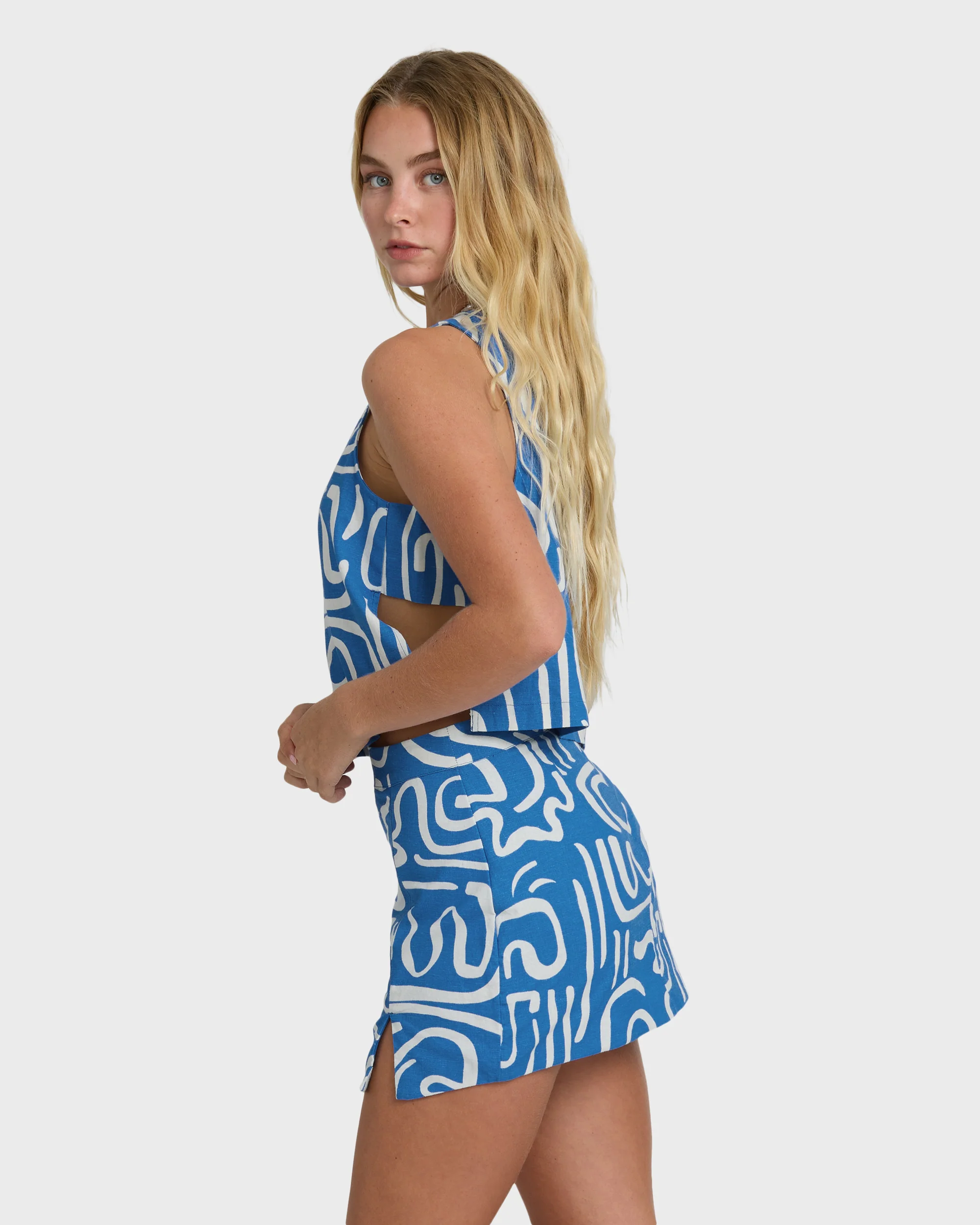 Womens Wave Washed Printed Mini Skirt - Image 6